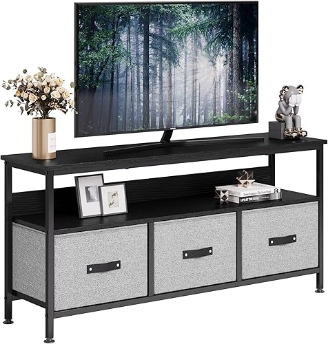 IDEALHOUSE Mueble de TV con almacenamiento, centro de entretenimiento con almacenamiento, soporte de TV de 55 pulgadas para dormitorio, soporte de