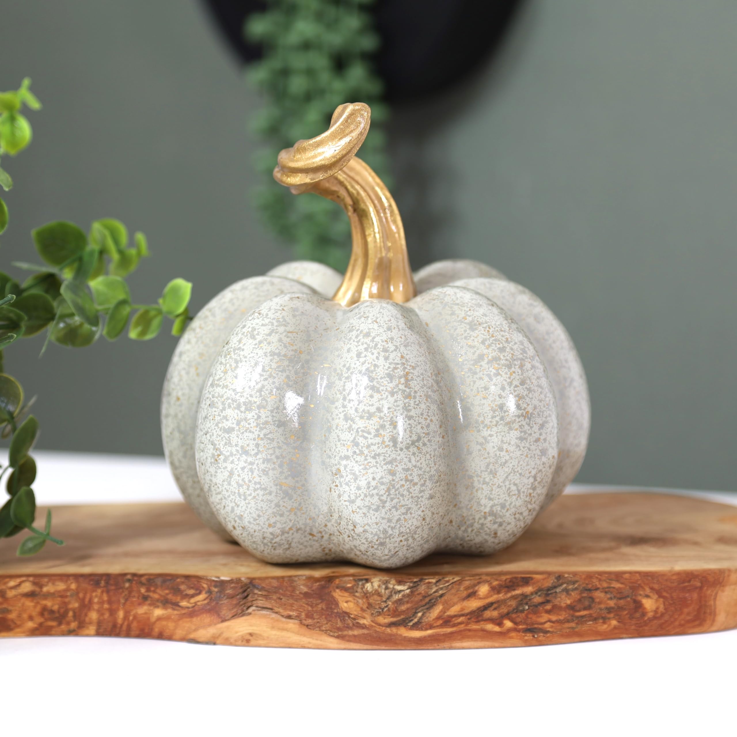Fyne-Finds 15cm Autumnal Pumpkin Pale Stem Fall Harvest Halloween Christmas Ornament (Mustard)