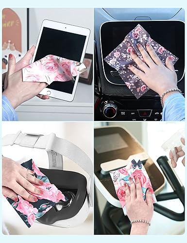 Miniatura 6 de 6 piezas de paños de limpieza de gafas engrosados con diseño elegante de flores, paños de microfibra multicolores para lentes de anteojos, toallitas