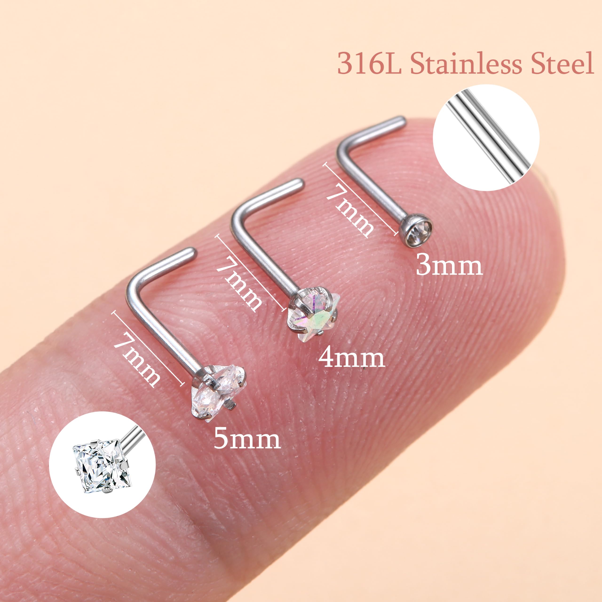 LOLIAS 36 sztuk kolczyków do nosa, 20 g, stal chirurgiczna 316L, kolczyki do nosa, srebrne, serce, gwiazda, księżyc, nostril, piercing do nosa, nosa, nosa, nosa, nosa, nosa, nosa, nosa, nosa, nosa,