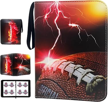 Football Card Binder with Sleeves, Trading Cards Album Fits 400 Cards with 50 Removable Pages, Cards Storage Organizer Fit for Sport Trading Cards