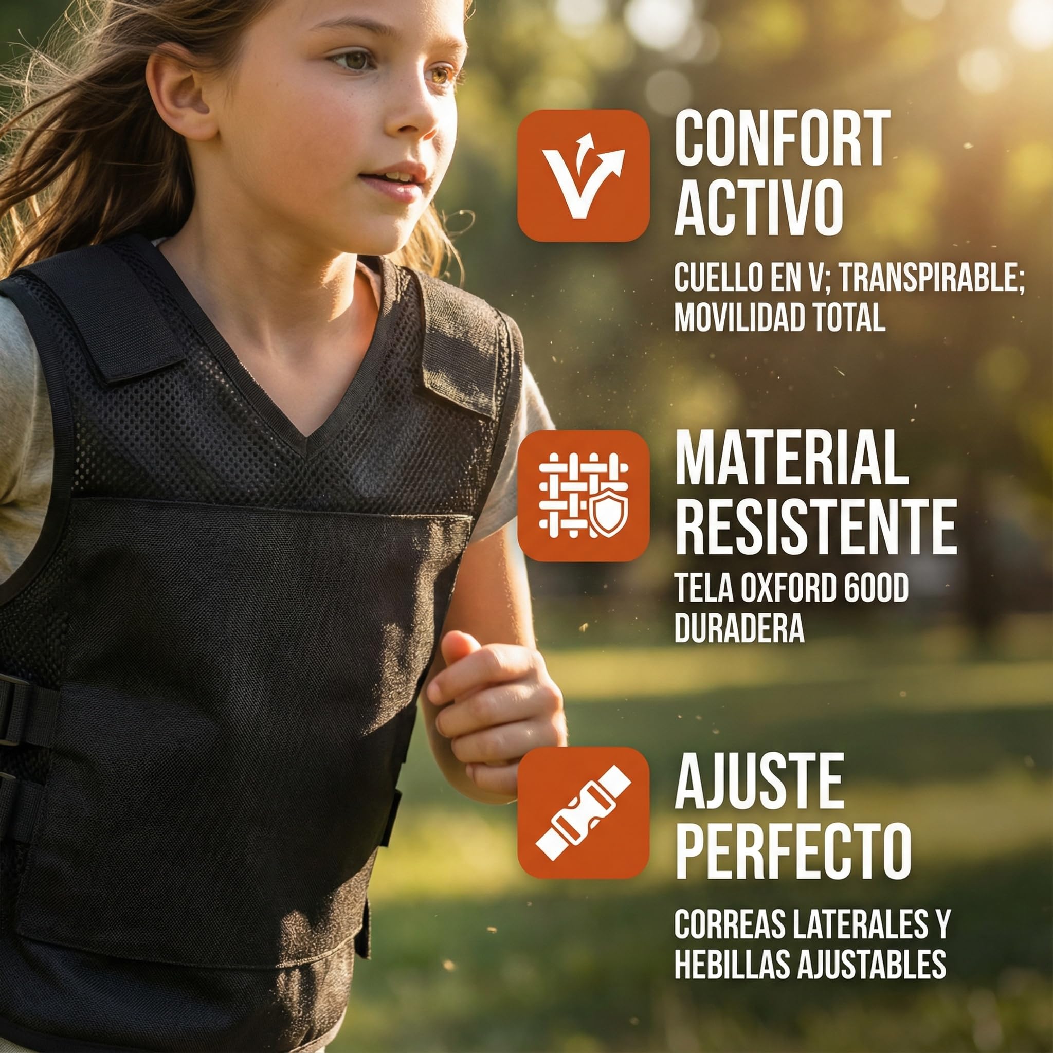 Chaleco transpirable para niños chaleco de protección para juegos de lucha de caza al aire libre