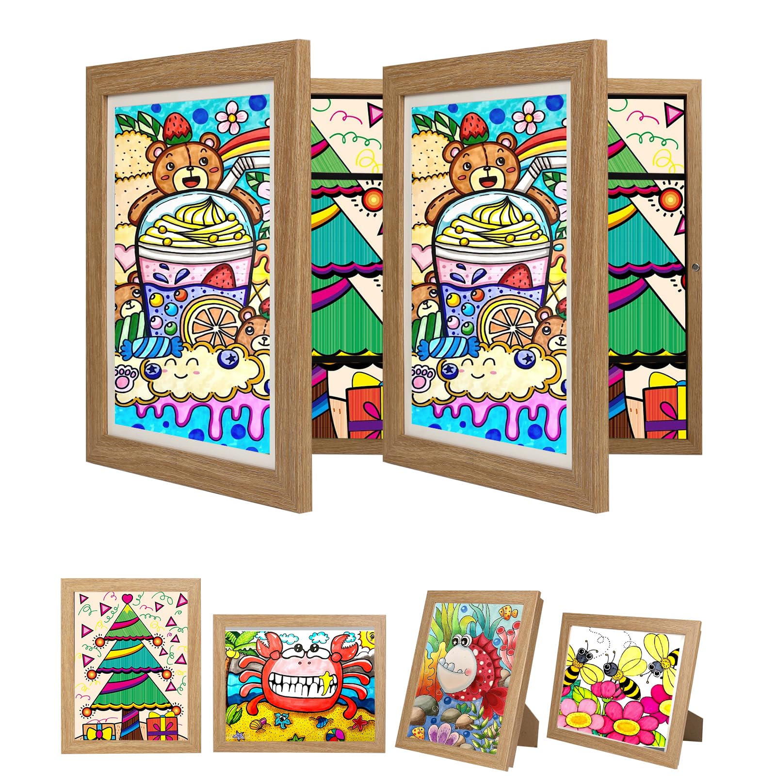 wesellcan 2 x Kunstrahmen für Kinder, austauschbar, 25,4 x 31,8 cm, Öffnung vorne, für 150 Stück, Kinder-Bilderrahmen zur Präsentation und Aufbewahrung, Kinder-Kunstwerke, Projekte (Holz)