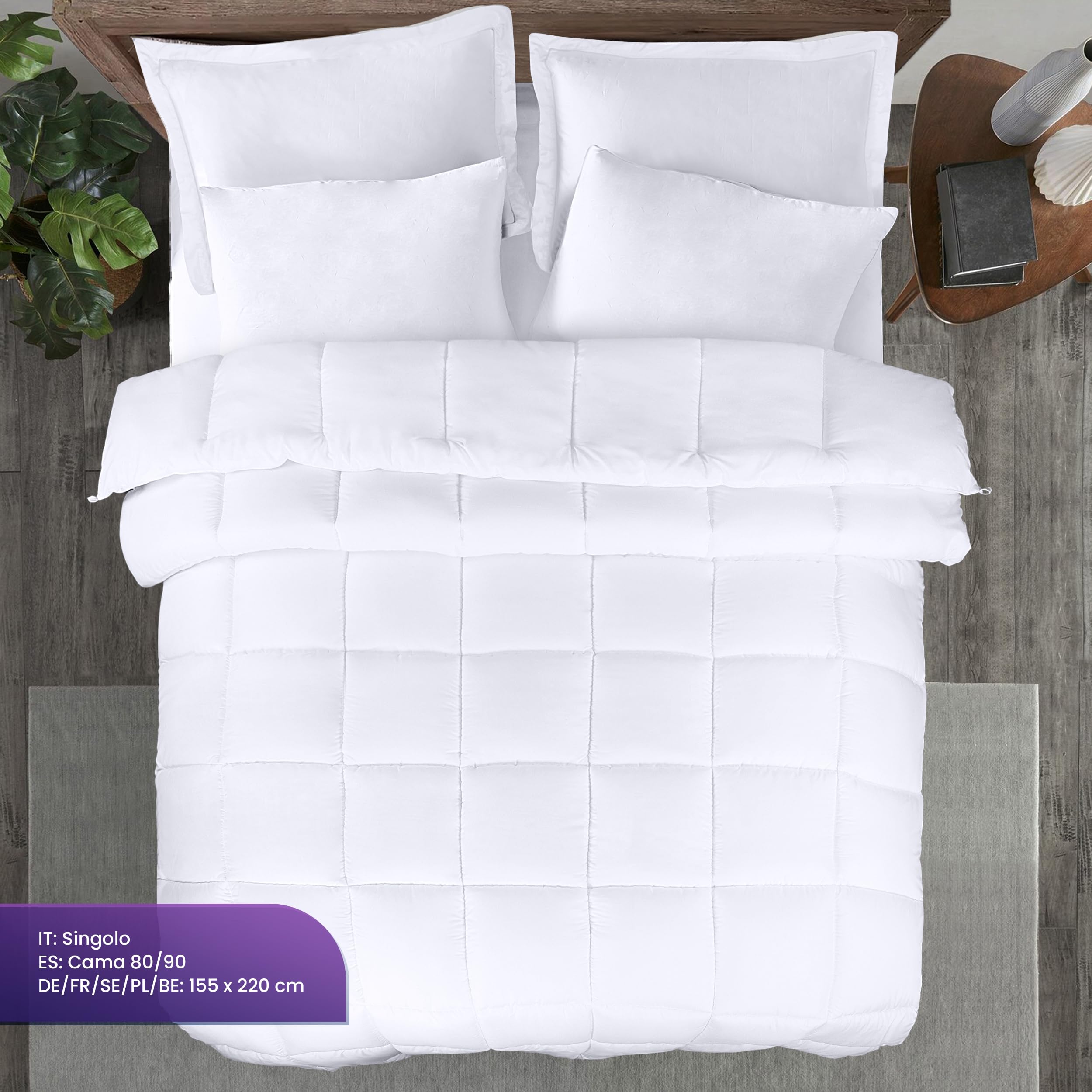 Utopia Bedding Piumone Piumino Singolo, 100% Microfibra in Fibra Cava - (Bianco, 155 x 220 cm)