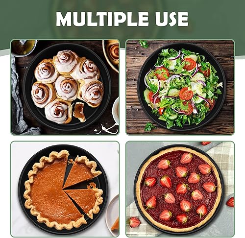Miniatura 5 de E-far Juego de 3 moldes para pasteles de 9.5 pulgadas, moldes redondos antiadherentes para hornear, núcleo de acero inoxidable y revestimiento no
