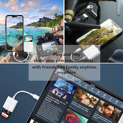 Miniatura 7 de Lector de tarjetas SD para iPhone Lightning Cámara Adaptador Dual Ranura Micro SD TF Lector de tarjetas de memoria para iPad