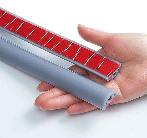 Miniatura 2 de Bloque plegable para baño, tapón de agua, tira de sellado para umbral de ducha, barrera de ducha de silicona autoadhesiva (66 pulgadas-GY)