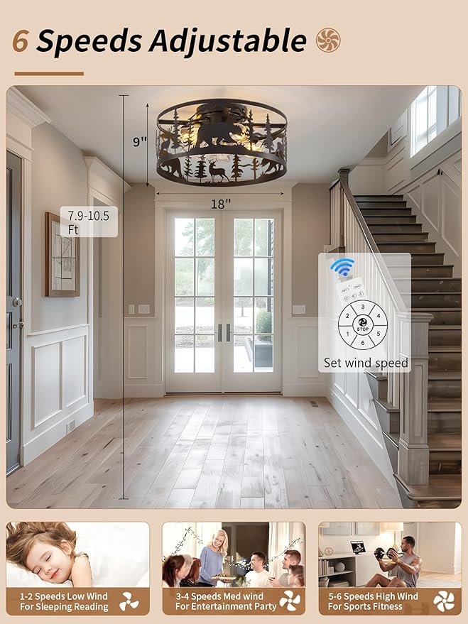 Ventilador de Techo 18" Con Luz y Control Remoto 110V miniatura 7