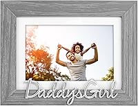 Malden Daddy's Girl Photo Frame - Gray Textured Wood Grain, Silver Script, 4x6/5x7, Easel Back & Wall Mount