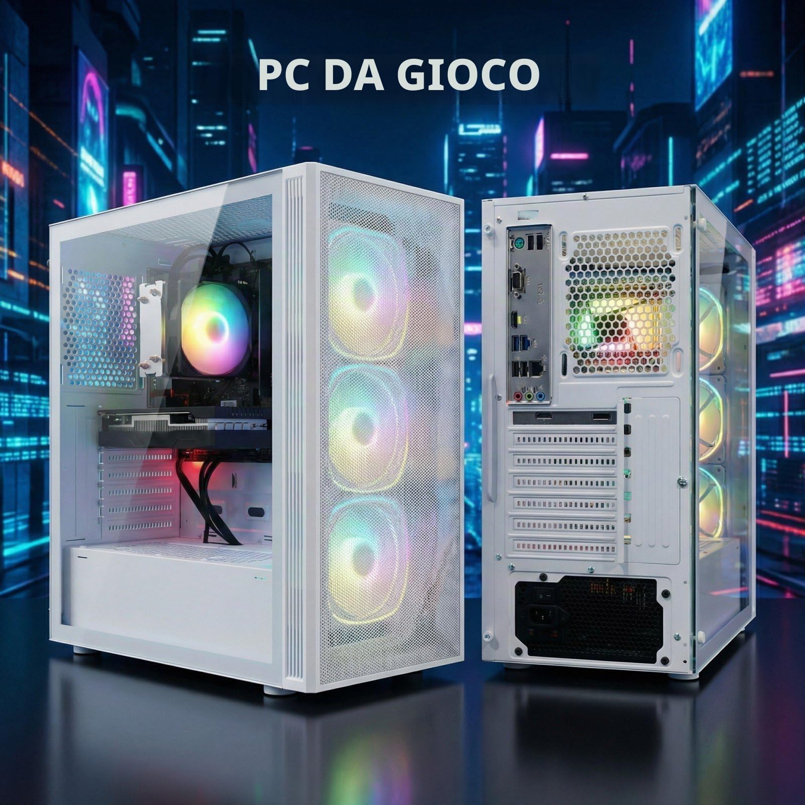 STGSivir PC Gaming Fisso, Computer Gaming, R5 5500 fino a 4.2 GHz • Nvidia RTX 3050 6GB GDDR6 • 16GB DDR4 RAM • 512GB SSD • WiFi 6 • BT • Windows 11 Pro