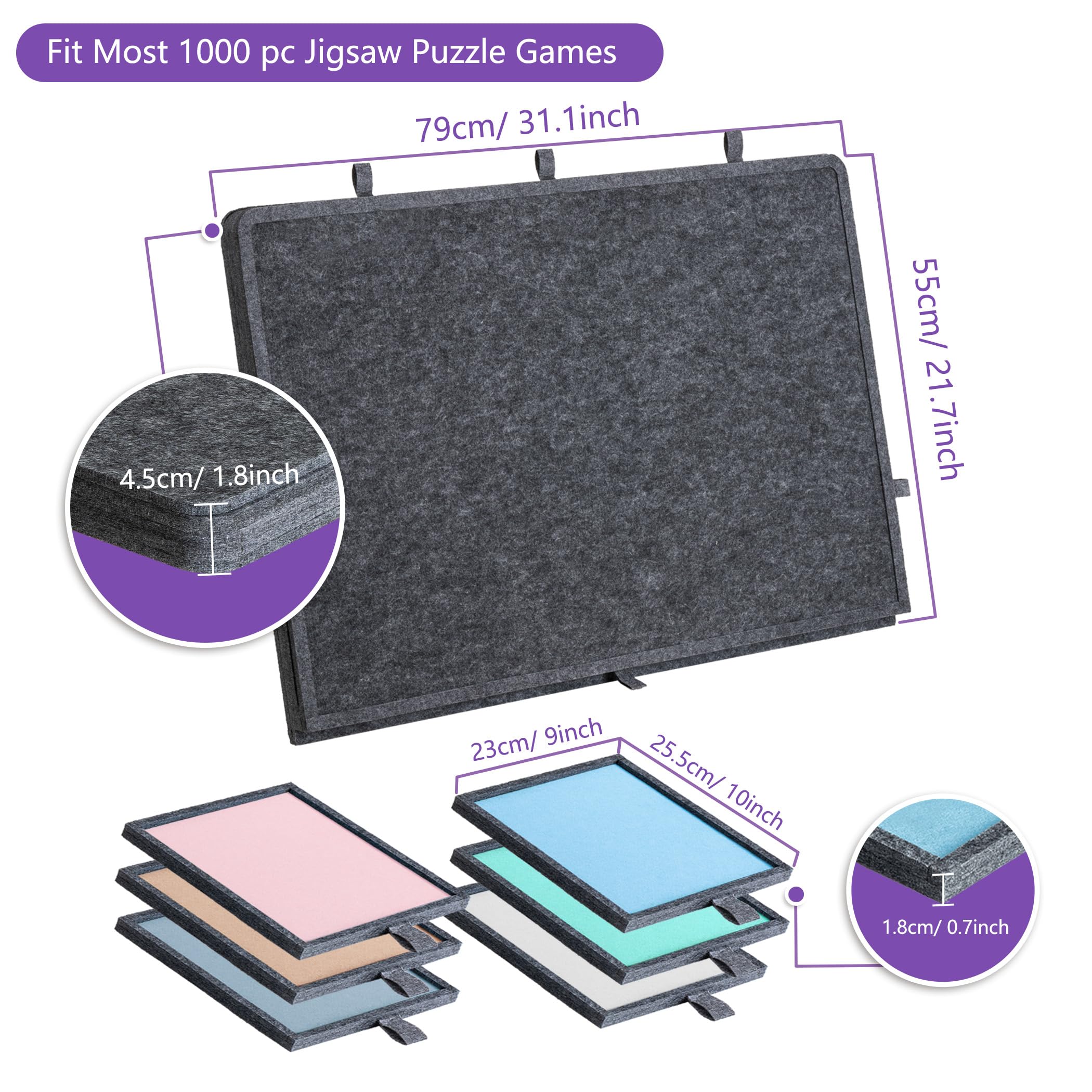 Planche de puzzle inclinable de 1000 pièces avec support et housse 2 en 1, table de puzzle à 3 angles réglables avec 6 tiroirs colorés, planches de jeu légères pour adultes