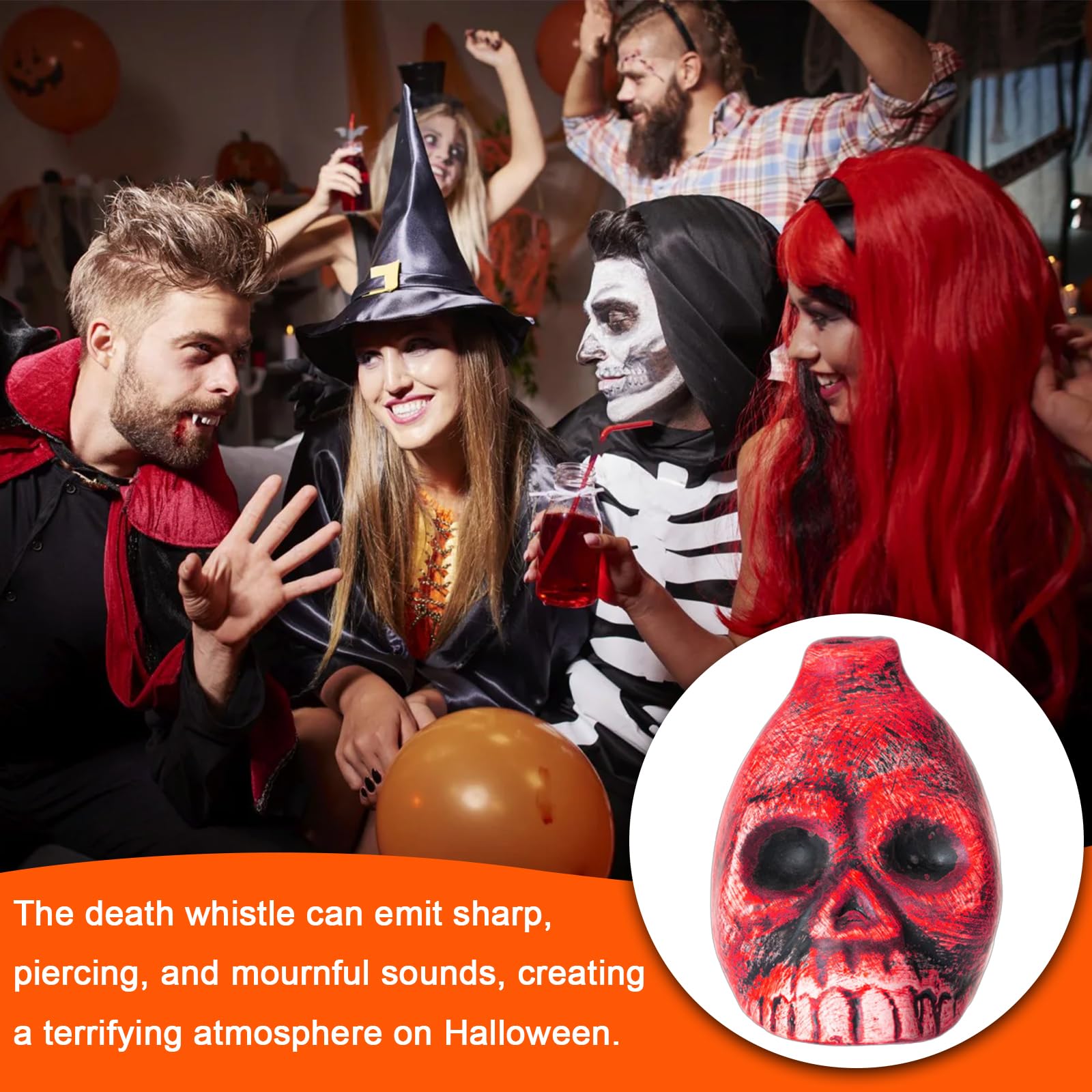 JIMACRO Aztecki gwizdek śmierci, 125+Db Aztec Śmierć Whistle z Borsą, Aztec Gwizdek Śmierci per Festa Prezent na Halloween (pomarańczowy)