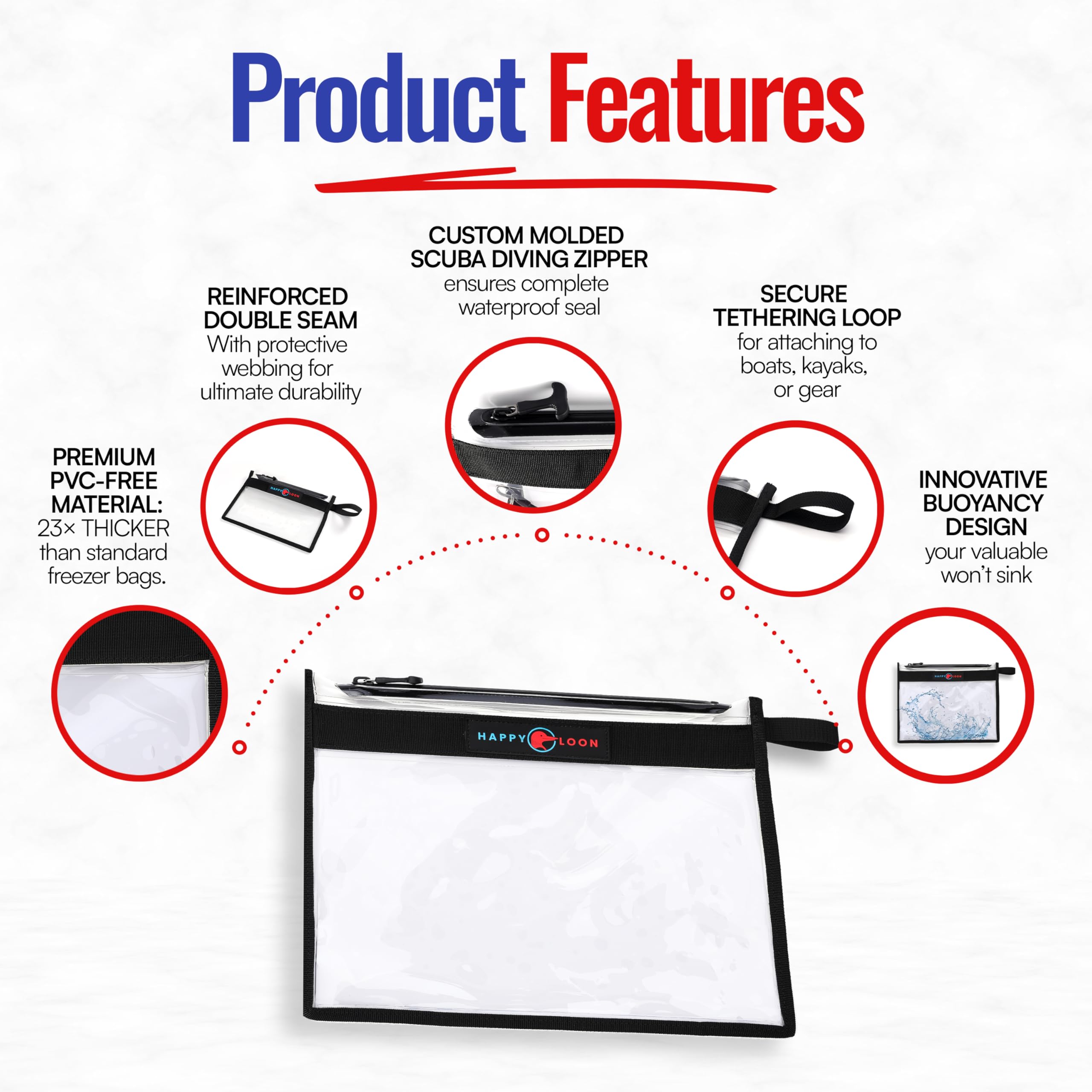 Floatig Waterproof Fishing Tackle Bag Set - 2 Large, 100% Submersible Dry Bags, Floats with phone & bait- Scuba-Grade Zipper, PVC-Free, Tethering Loop - Premium Fishing accessory pouch