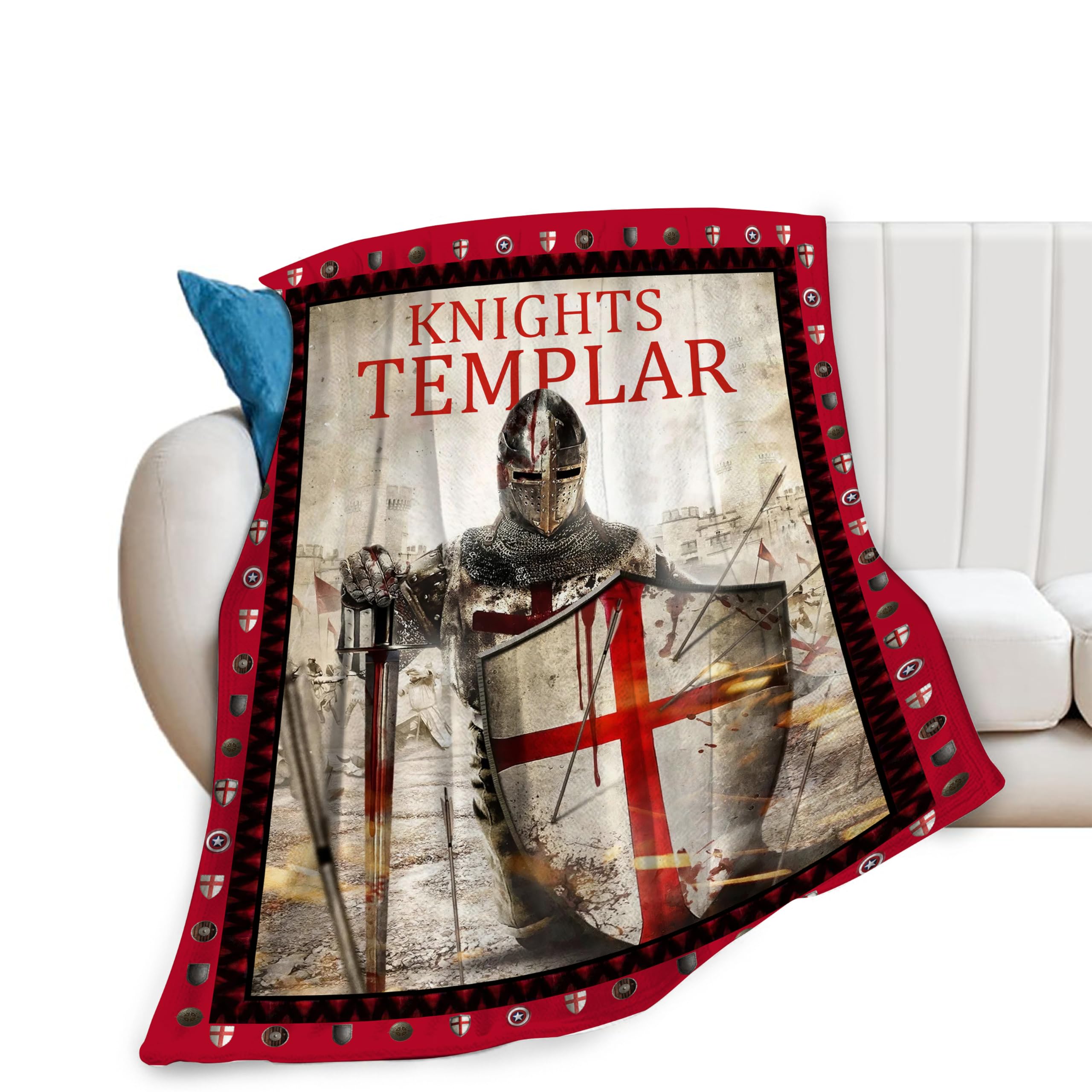 Nanen Warrior-2 Knights Templar Throw Blanket Fleece Flannel Stuff Plush Gift 40"X50"
