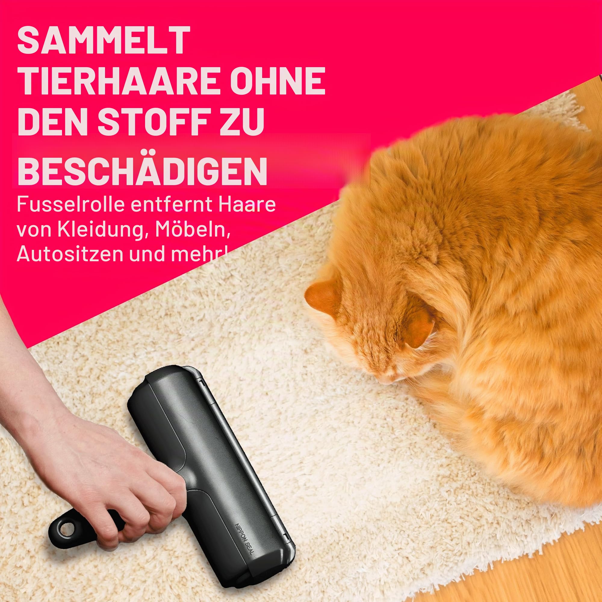 ChomChom Roller Tierhaarentferner – Wiederverwendbare Fusselrolle in Originalgröße für Katzen- und Hundehaare auf Möbeln, Couch, Teppich, Auto, Teppichen und Bettzeug – tragbar, umweltfreundlich