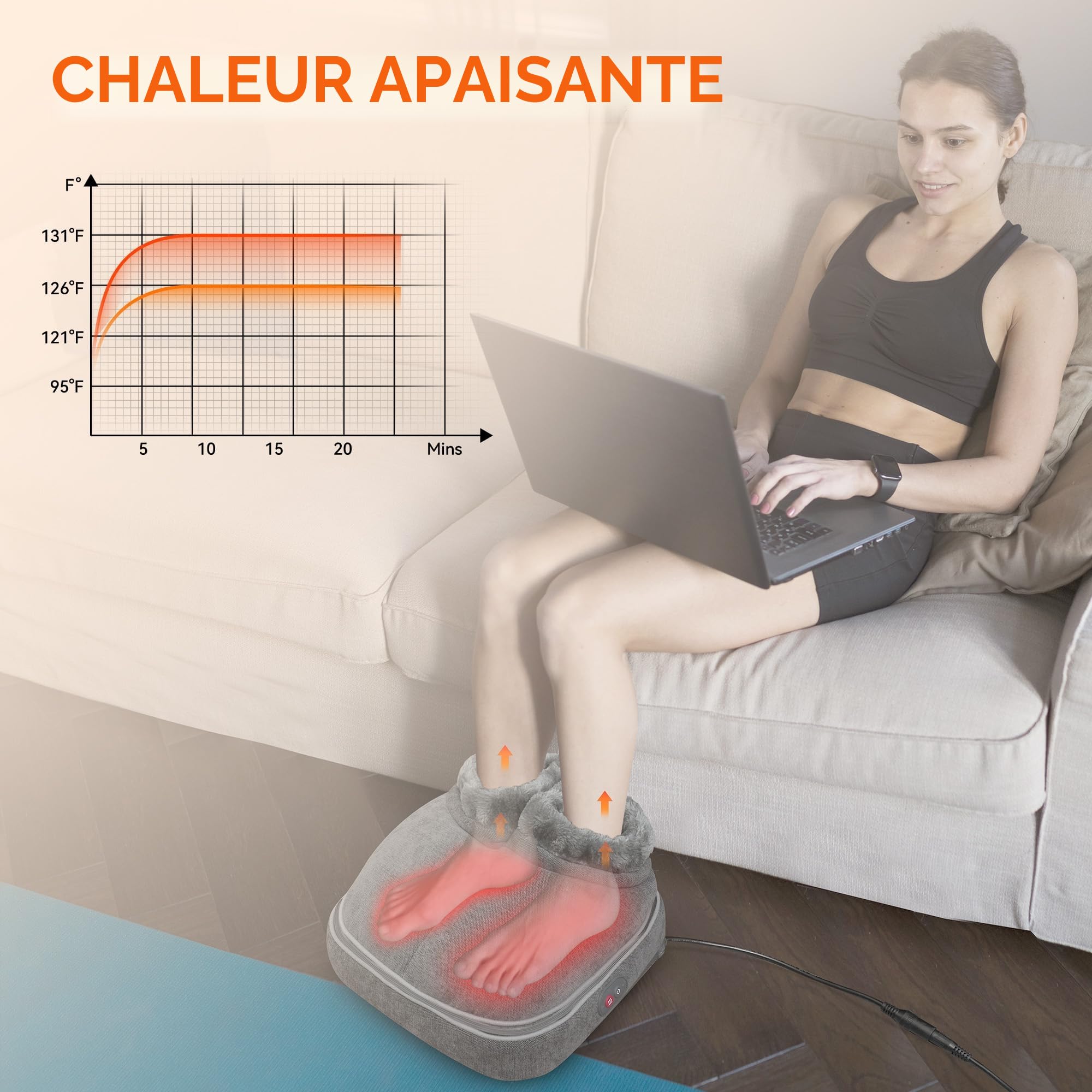 Snailax Amélioré Masseur de Pieds Shiatsu avec chaleur, Masseur de Pieds électrique avec télécommande, Réchauffe-Pieds avec 2-en-1 Kneading Fussmassage, cadeaux pour hommes/femmes
