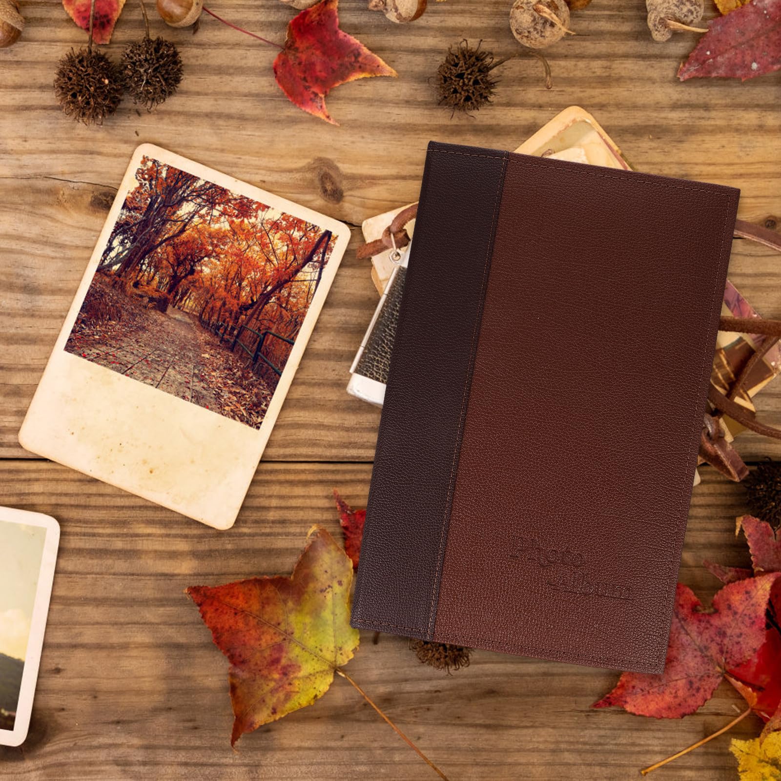Hemobllo Álbum de Fotos PU Leather A6 con Fundas para Postales DIY
