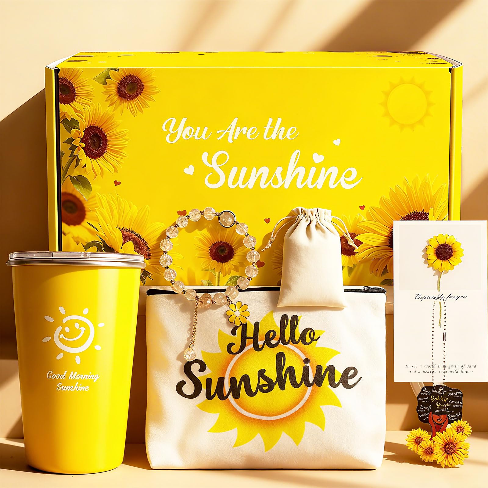 Birthday Gift Basket for Women: Mothers Day Gifts for Mom Wife, Sunflower Get Well Gifts, Christian Thank You Package for Teachers Nurse Grandma Daughter Sister Her Teen Girl Friendship