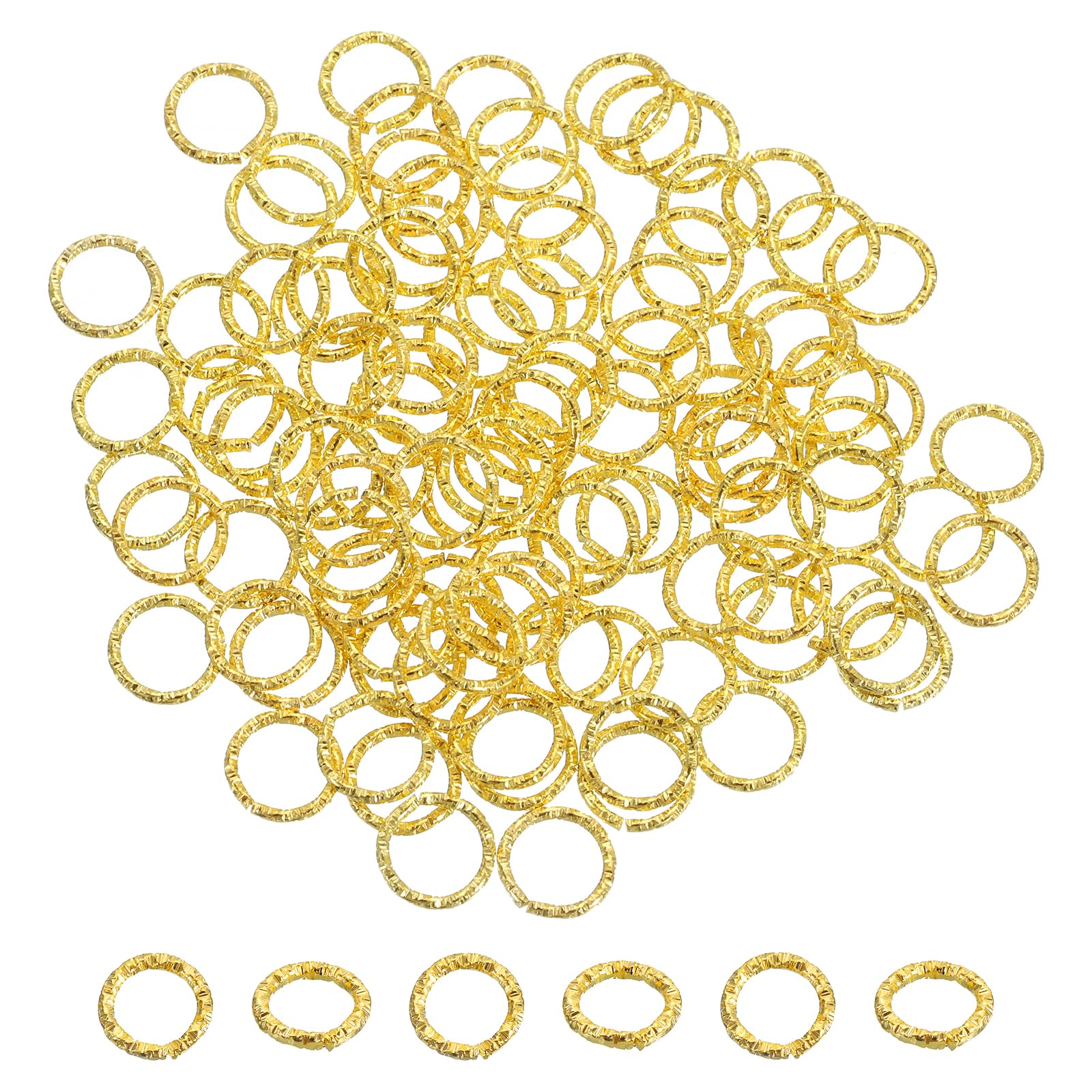 uxcell 100Pcs Open Jump Rings, 10mm Twisted O-Ring Connectors for DIY Crafts Bracelet Necklaces Jewelry Making, Gold