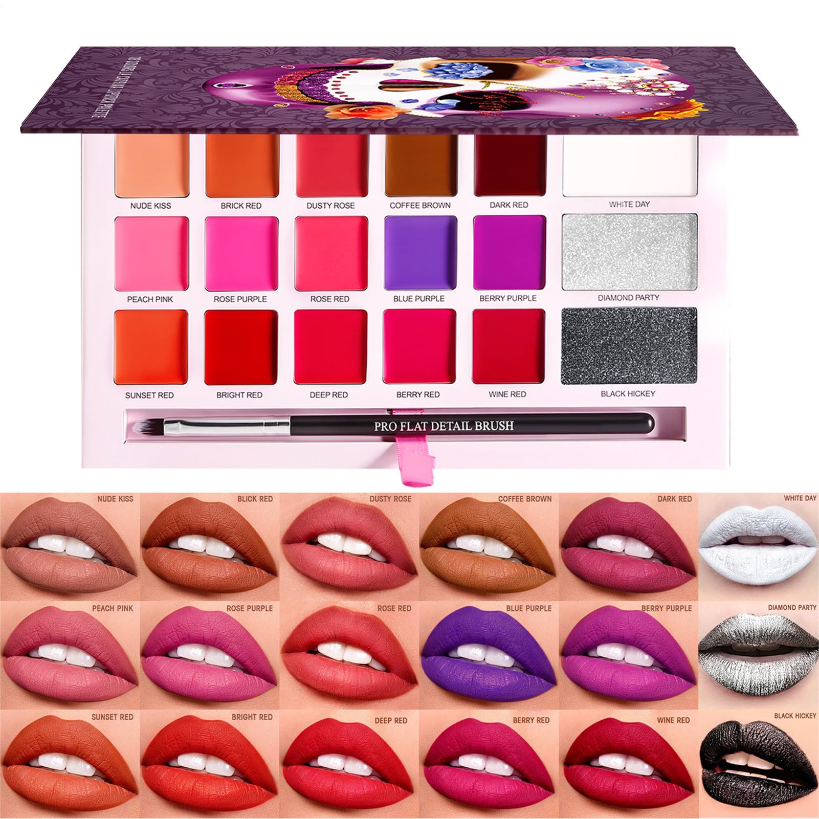 Paleta de labios de 18 colores solución duradera contra la sequedad del labial 8