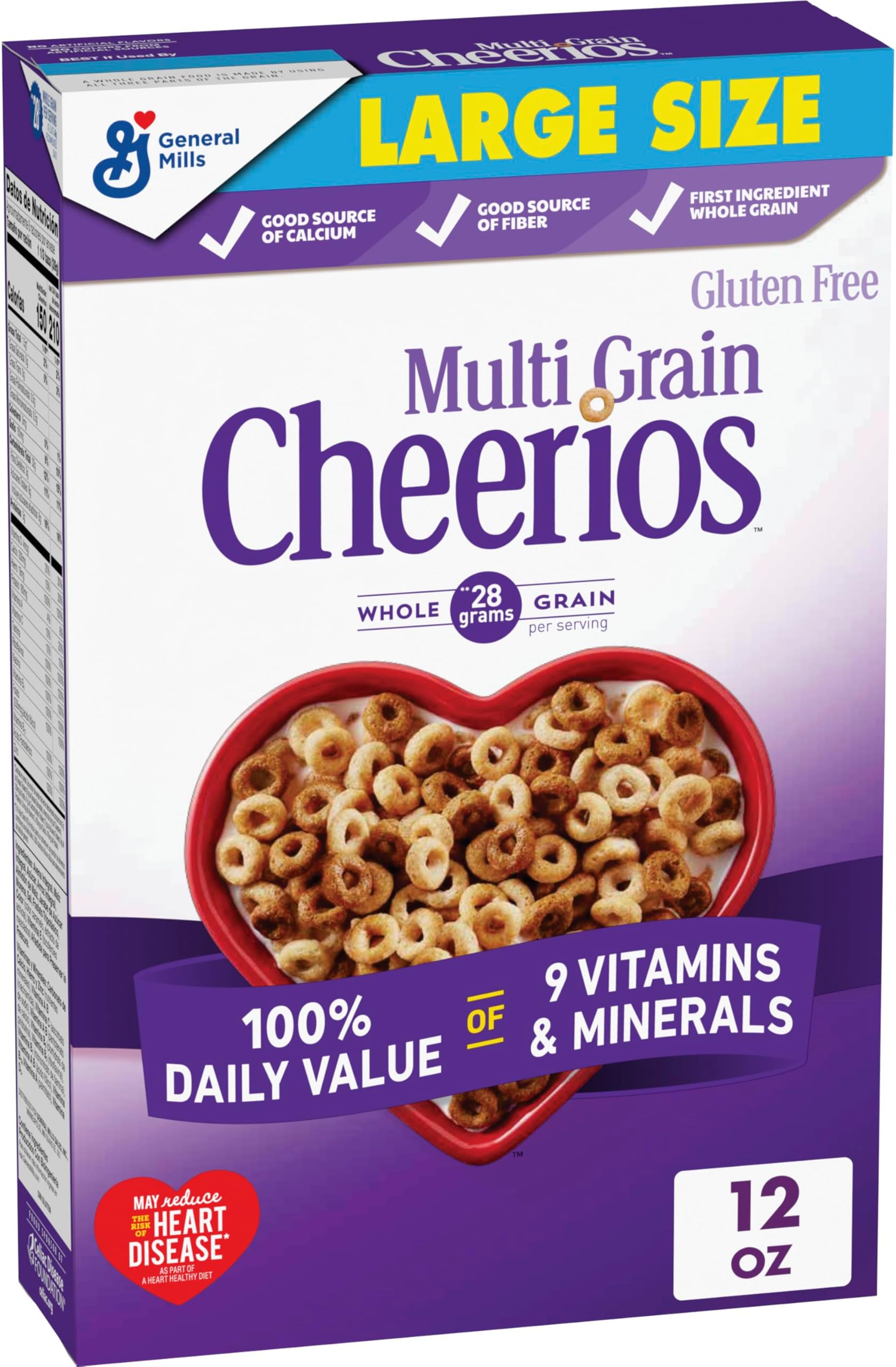 Multi Grain Cheerios, Heart Healthy Breakfast Cereal, Large Size, 12 oz