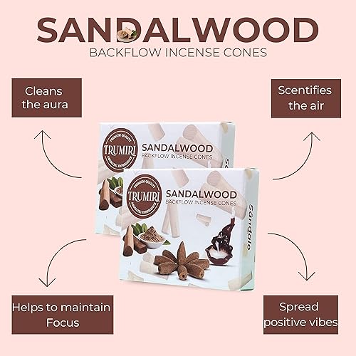 Miniatura 5 de Conos de incienso de madera de sándalo, total de 20 conos de incienso en cascada, paquete doble de 10 conos de incienso de reflujo - Conos de