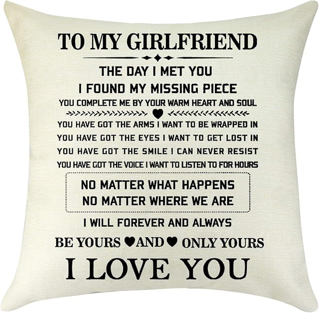 to My Girlfriend Gifts from Boyfriend Cushion Cover Anniversary Valentines Day Wedding Birthday Gifts for Girlfriend Her Women Decorative Throw Pillow Case Pillow Cover Pillowcases for Sofa 18"x 18"
