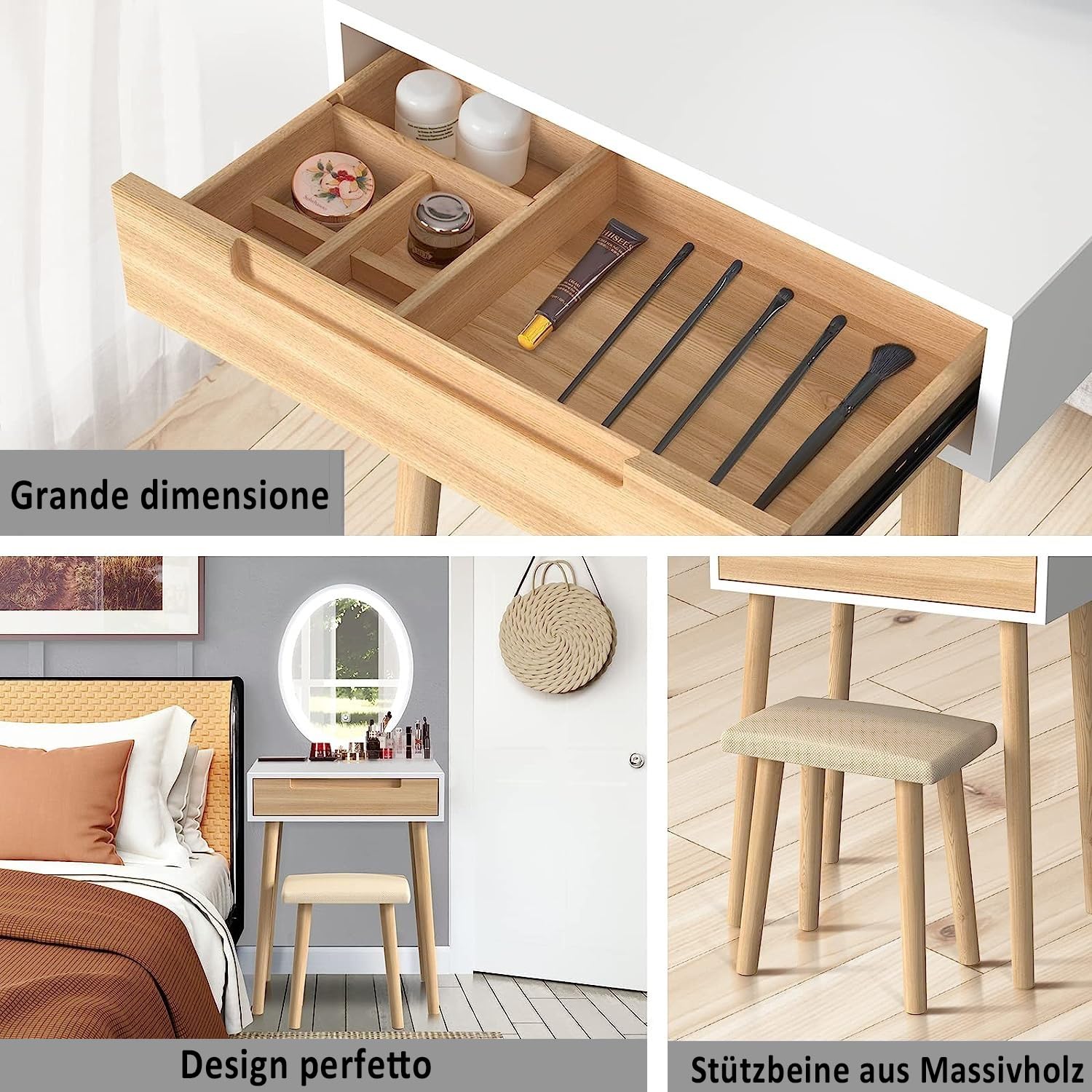 YU YUSING Toletta da Trucco con Specchio Ovale con Luce, Toeletta Trucco
