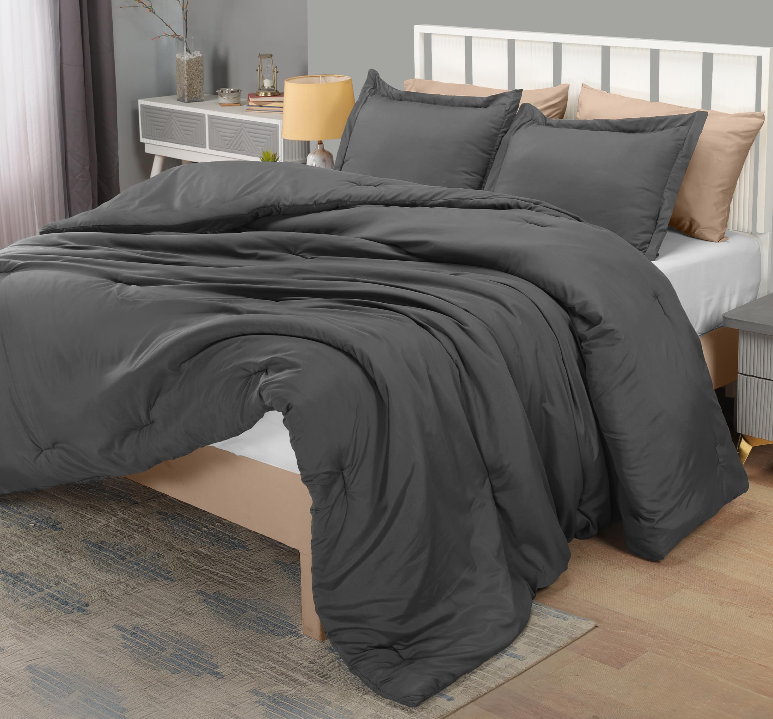 Utopia Bedding Queen Comforter Set Grey, Comforters Queen Size 3 Pieces Bedding Comforters Sets, Down Alternative Soft Bed Set, 1 Comforter (88 x 88 inches) 2 Pillow Shams (20 x 26 inches)