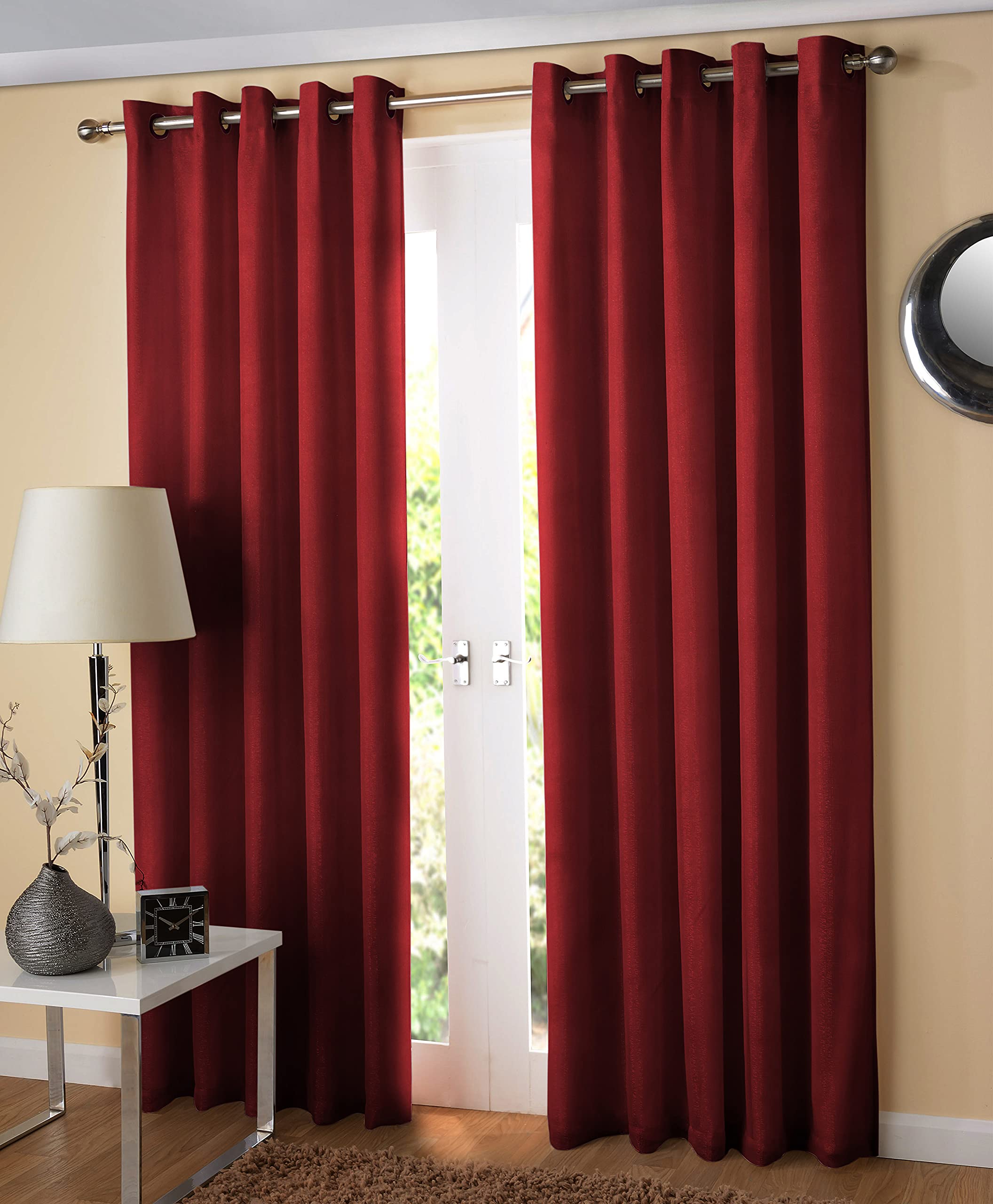 SEALION Room Darkening Silk Blackout Curtain Pack of 2 Piece with 3 Layers Weaving Technology Solid Grommet Pattern 4 x 5 feet mehroom