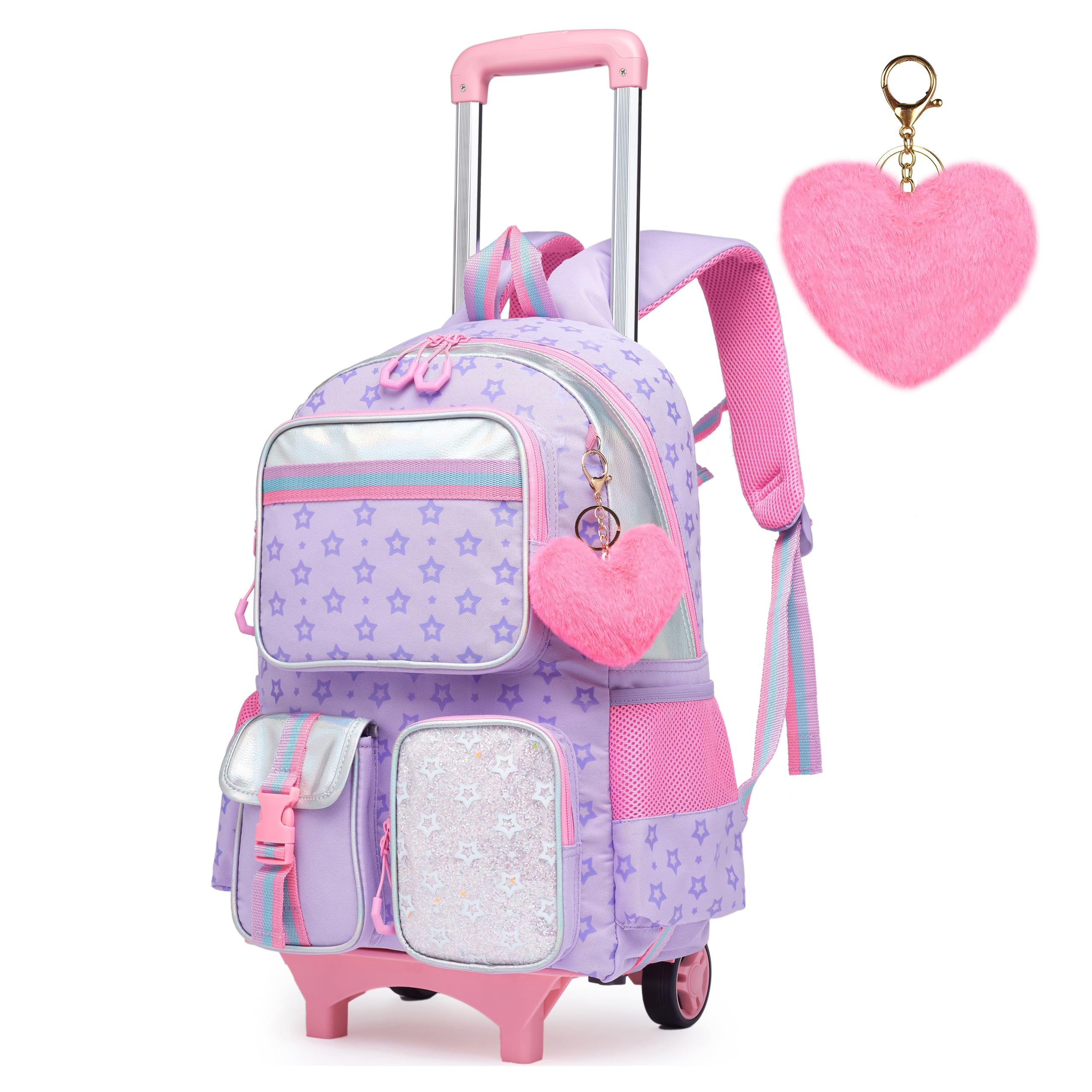 HTgroce Kinder Trolley Rucksack Schultasche Schulranzen Mädchen schultrolleys Schulrucksack Kinderkoffer Rolling Reisegepäck Mehrfachtaschen