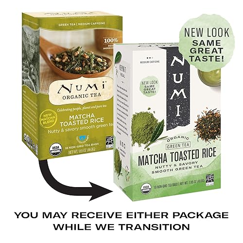 Miniatura 2 de Numi Té orgánico Matcha Toasted Rice, caja de 18 bolsas de té (paquete de 6) té verde (el embalaje puede variar)