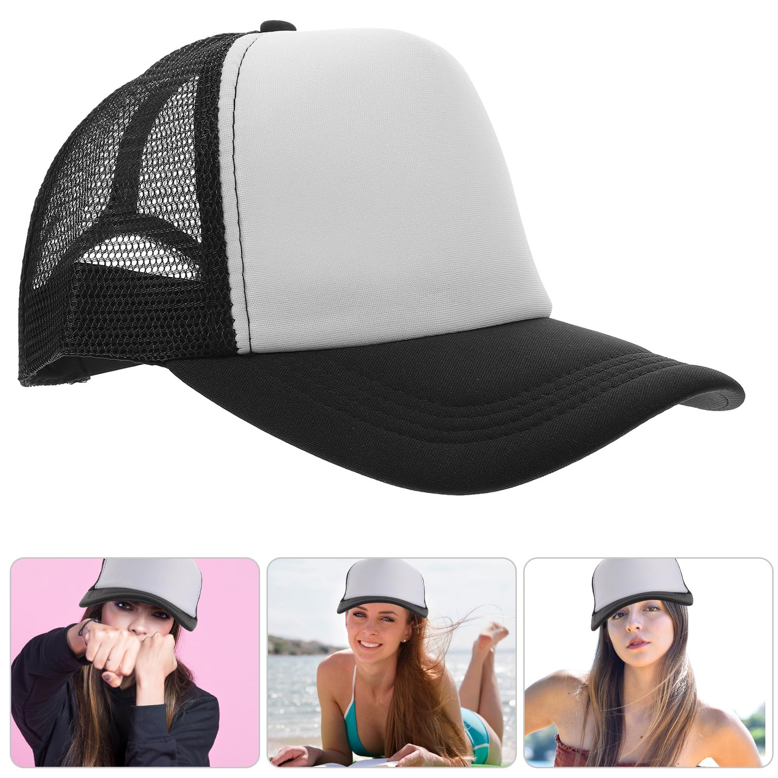 Angoily Poliéster Gorras de Béisbol Negro en Blanco, de Malla 10 | Sublimación y Serigrafía, Pack de 10 Piezas, Uso Diario y Exterior, Ajuste Unisex