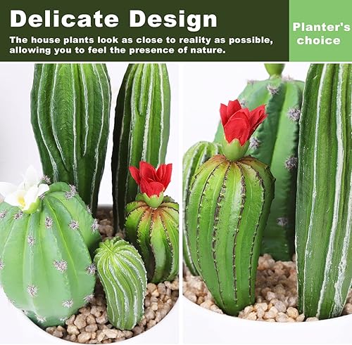 Miniatura 9 de Cactus artificial de flores artificiales, suculentas, planta suculenta falsa de 9.8 pulgadas para decoración de escritorio, hogar, oficina, 1 unidad