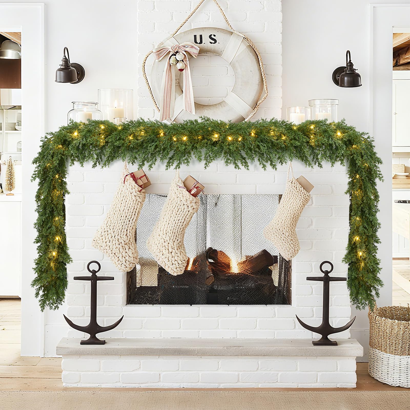 Amazon.com: Lvydec Lighted Christmas Pine Garland Decoration, 6ft