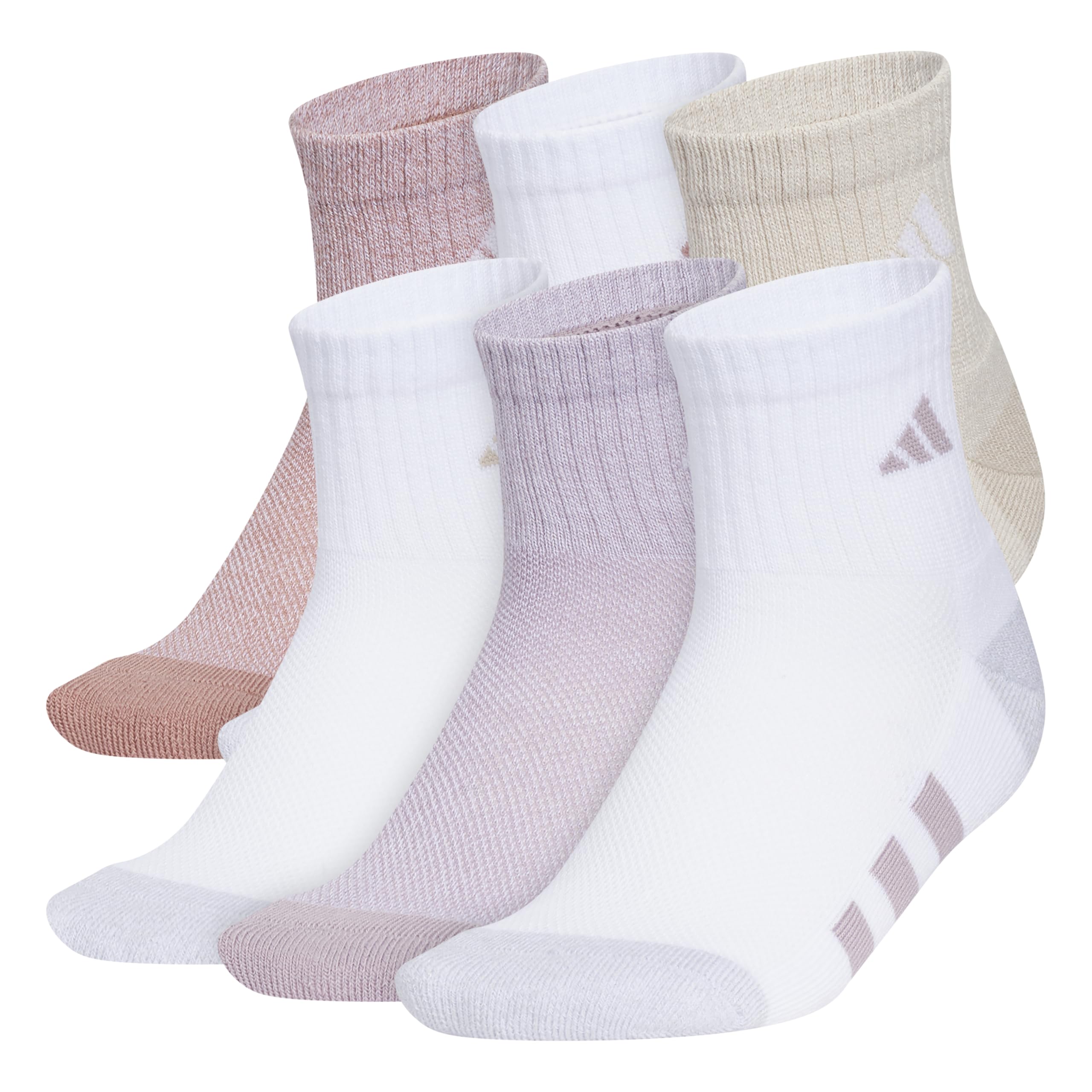 adidas Kids Cushioned Quarter Ankle Socks for Boys and Girls 6 Pairs Durable Comfortable