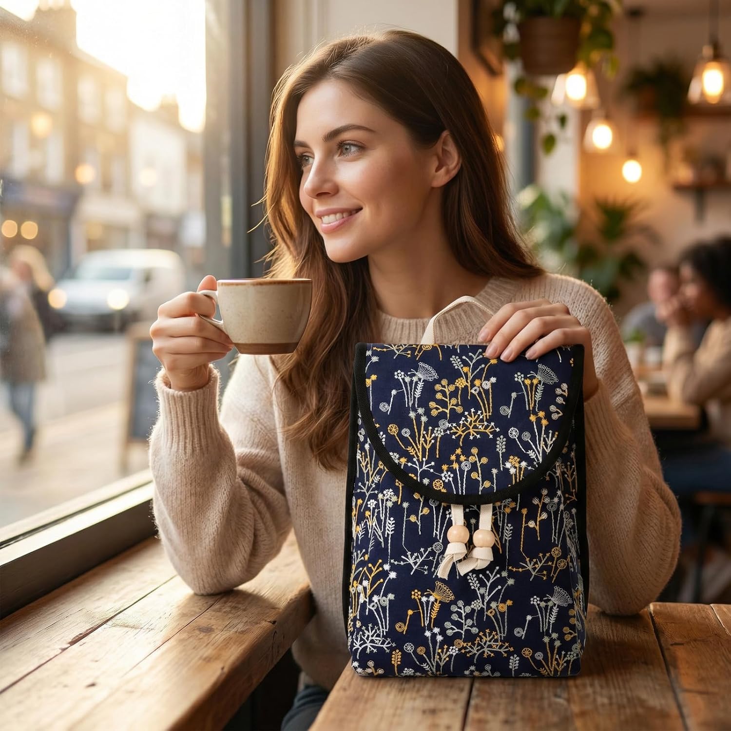 Goodhan Vintage Embroidered Backpack Purses for Women - Boho Shoulder Bag for Travel,Ethnic Floral Mini Back Pack,Lightweight Handbags for Daily Use (Deep Blue) - Image 6