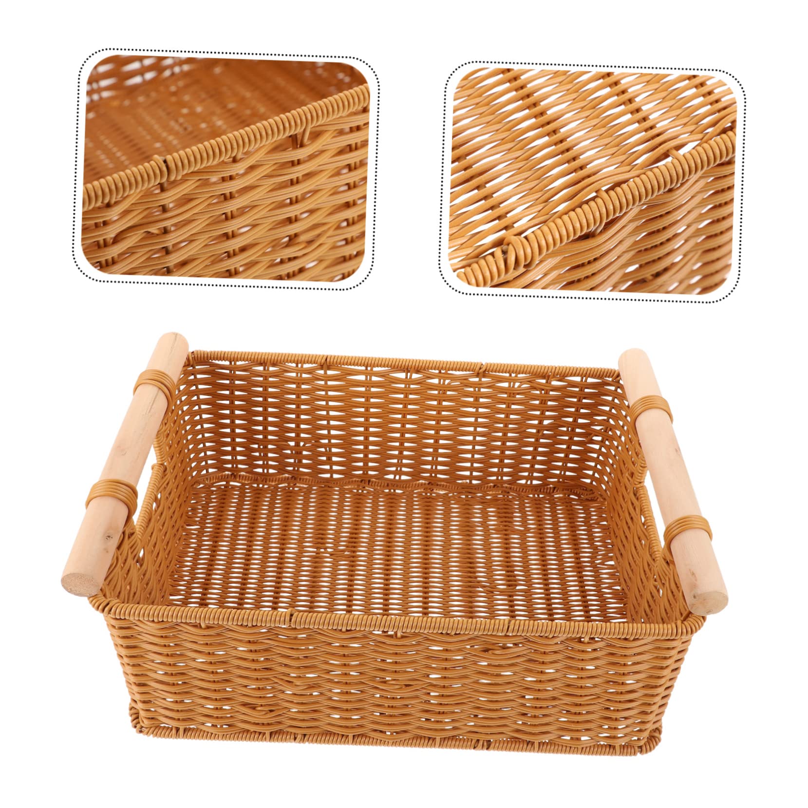 CHILDWEET Elegante E Semplice Cestino Da Dispensa Cestino Portaoggetti in Plastica Infrangibile Con Manico in Legno Versatile Ornamento Per La Casa Per Oggetti Di Scena Fotografici Robusto