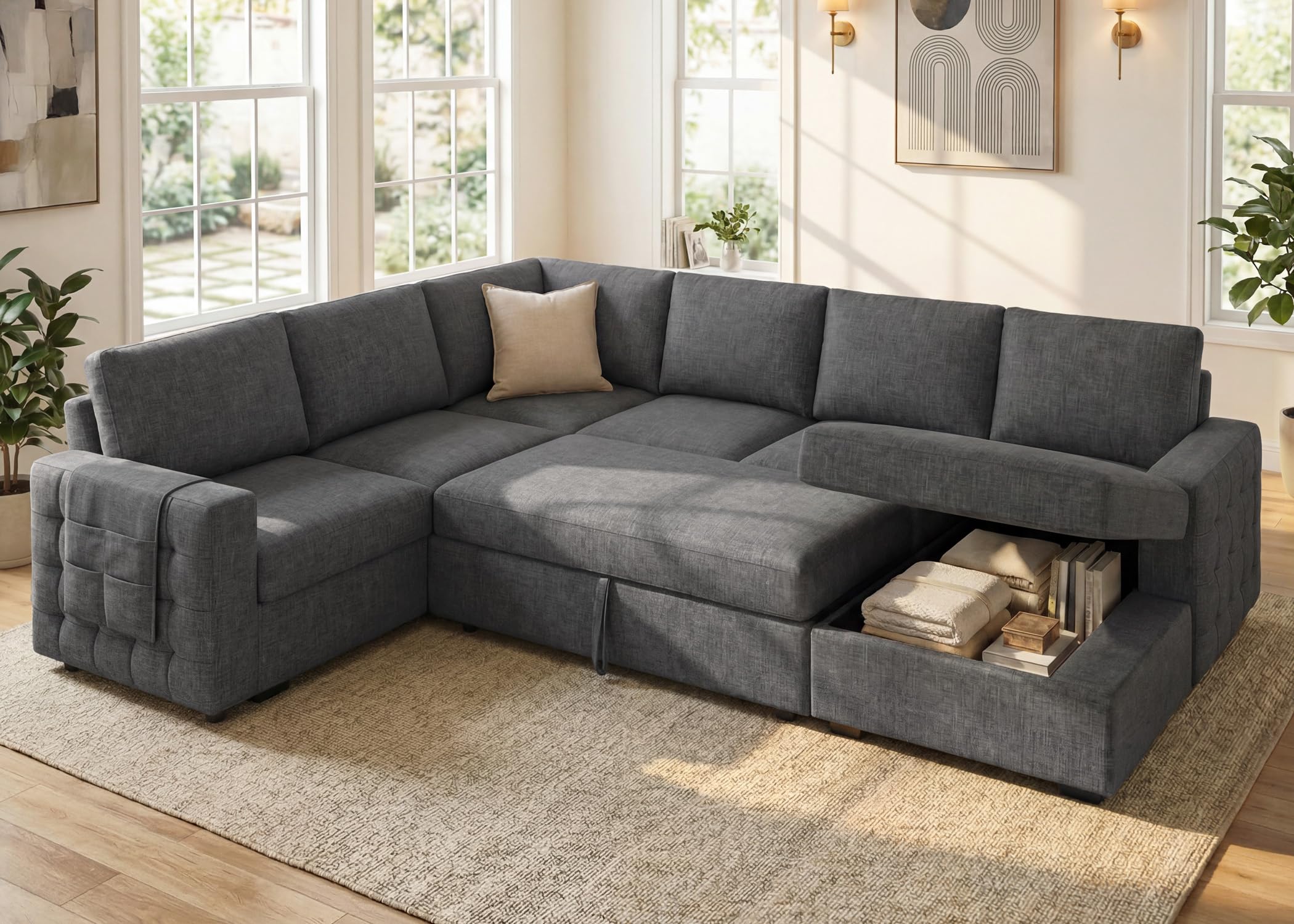 HONBAY 6-Seater Sleeper Sectional