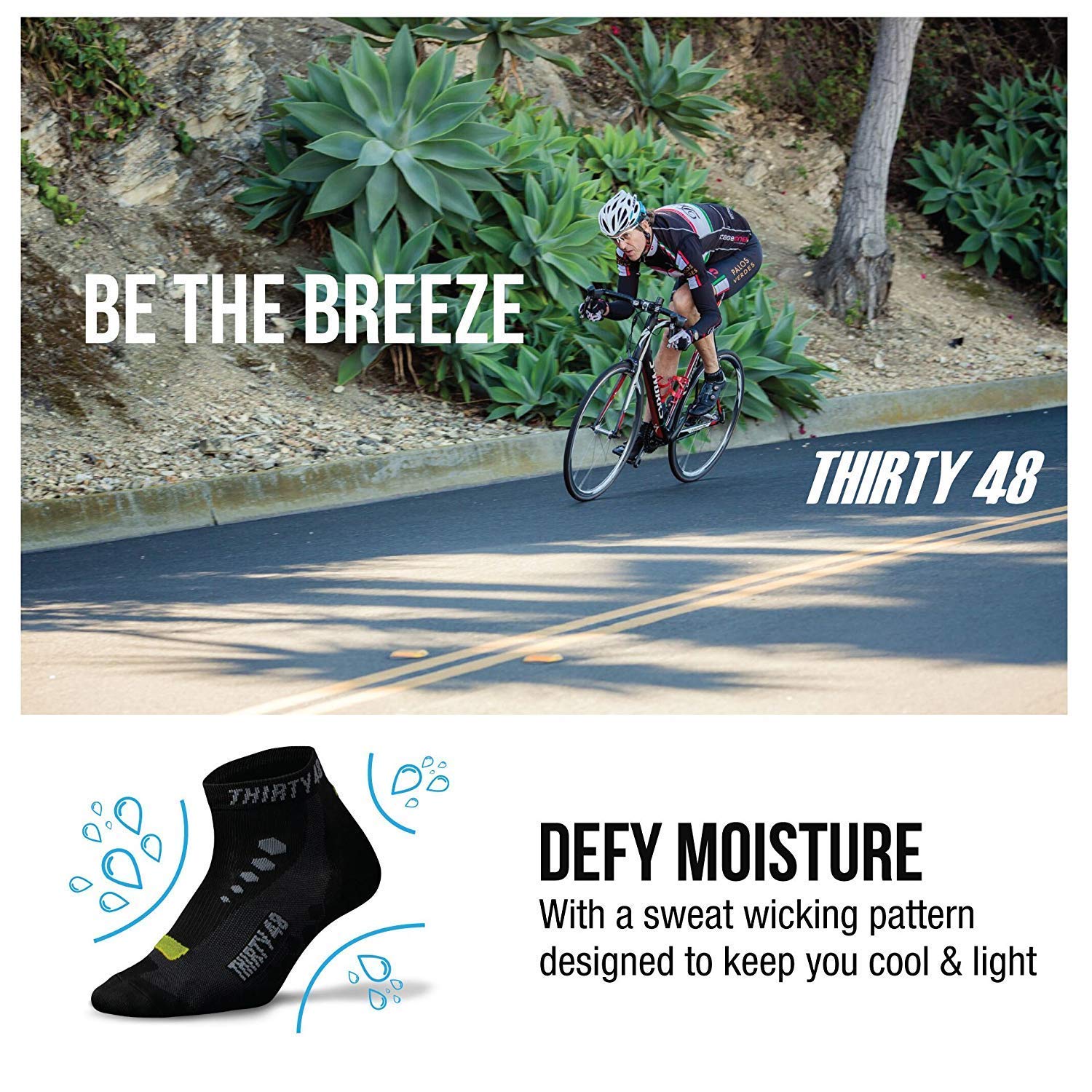 Thirty 48 Calcetín Ciclismo Cy Series – Unisex – CatalystAF™ Designó, Incrementa Airflow – para Correr, Clases de Spinning, Hiking, Gym y Entrenamiento – Empaquetado USA