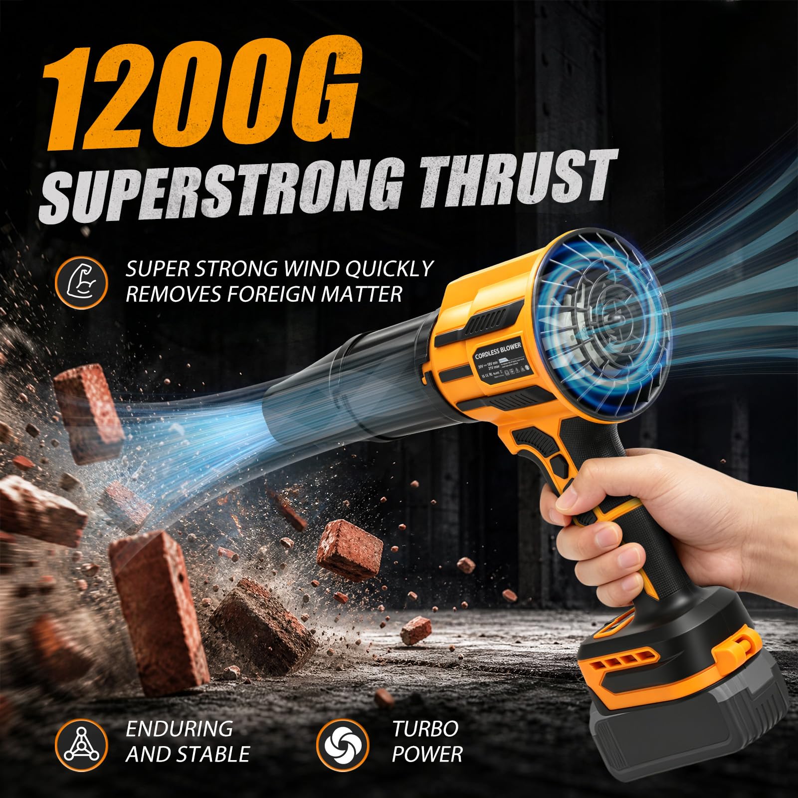 Soplador de hojas y aspiradora 2 en 1, compatible con batería Dewalt de 20