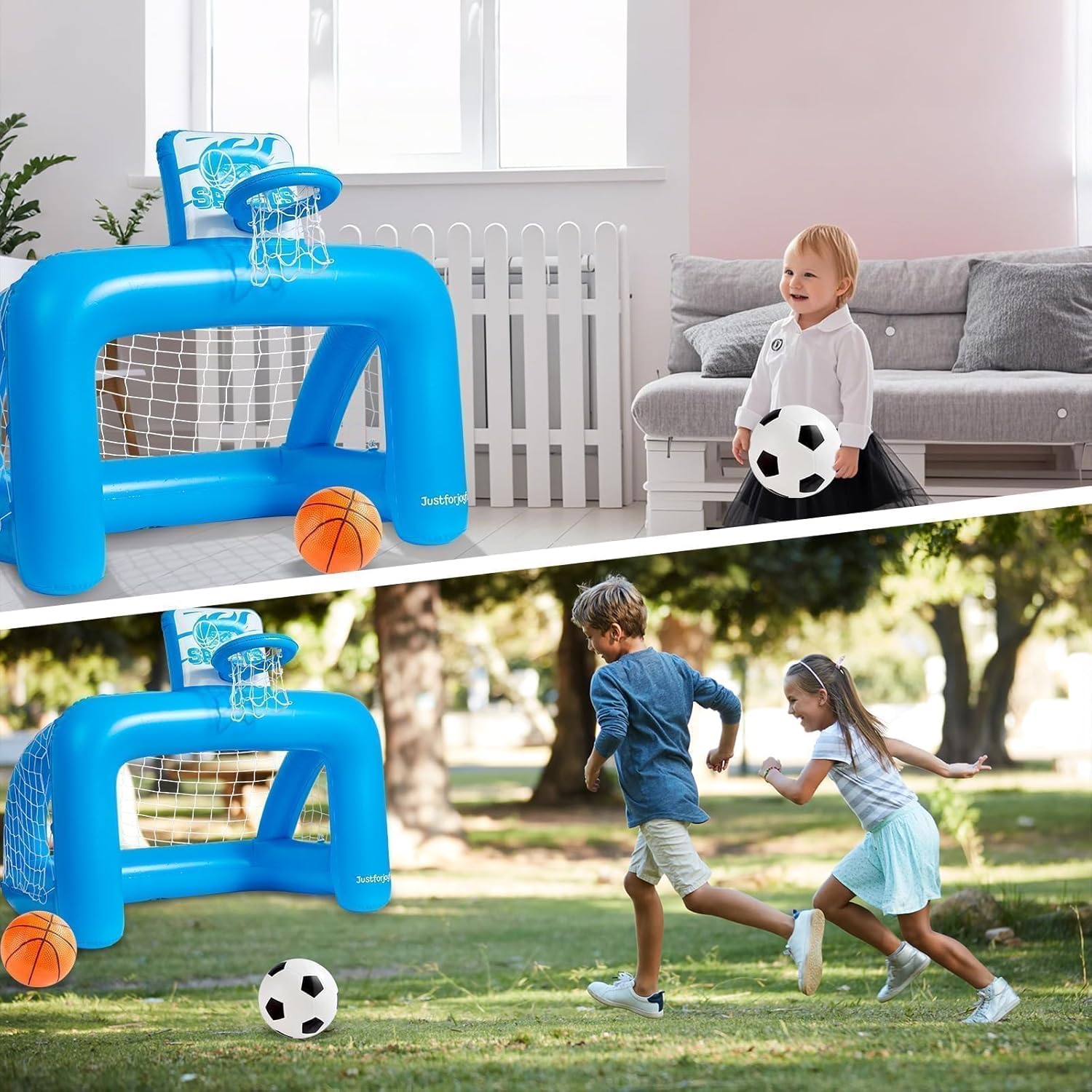 40in Pool Basketball Pool Game Set Inflatable Water Soccer Polo Game 2-in-1 Poolside Floating Summer Swimming Sports Toy for Kids Teens Includes 2 Balls and Pump for Beach Yard Indoor Outdoor image 6 of 6 B0F47XSNGQ