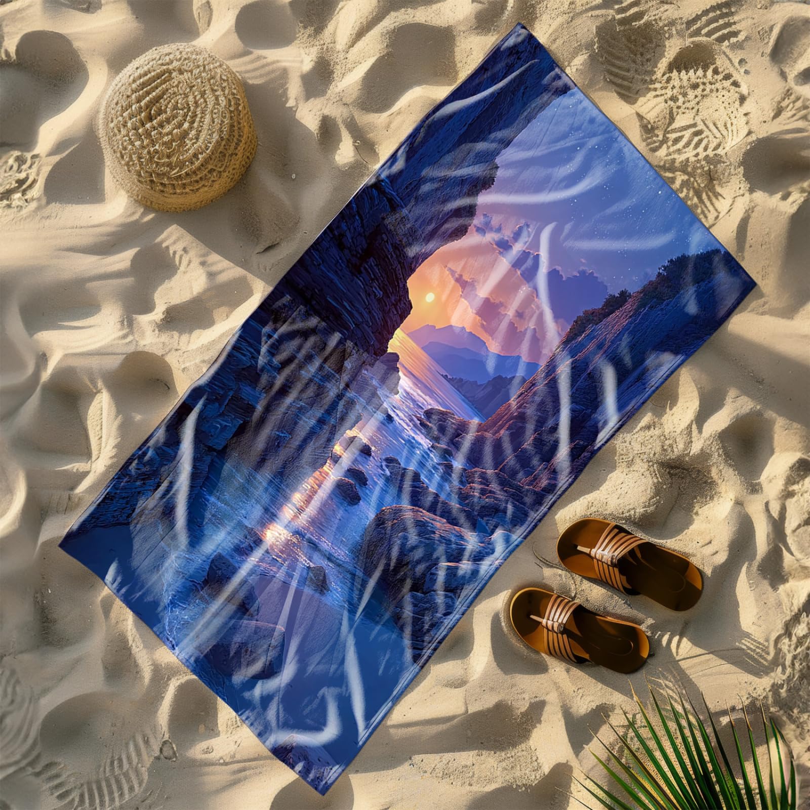 Xxl Microfibre Beach Towel 200X200 Deep Blue Canyon Lightweight microfibre beach towel,Sand Free Quick Dry Travel Swim Towel, Sports Towel Yoga Gym for Women Men