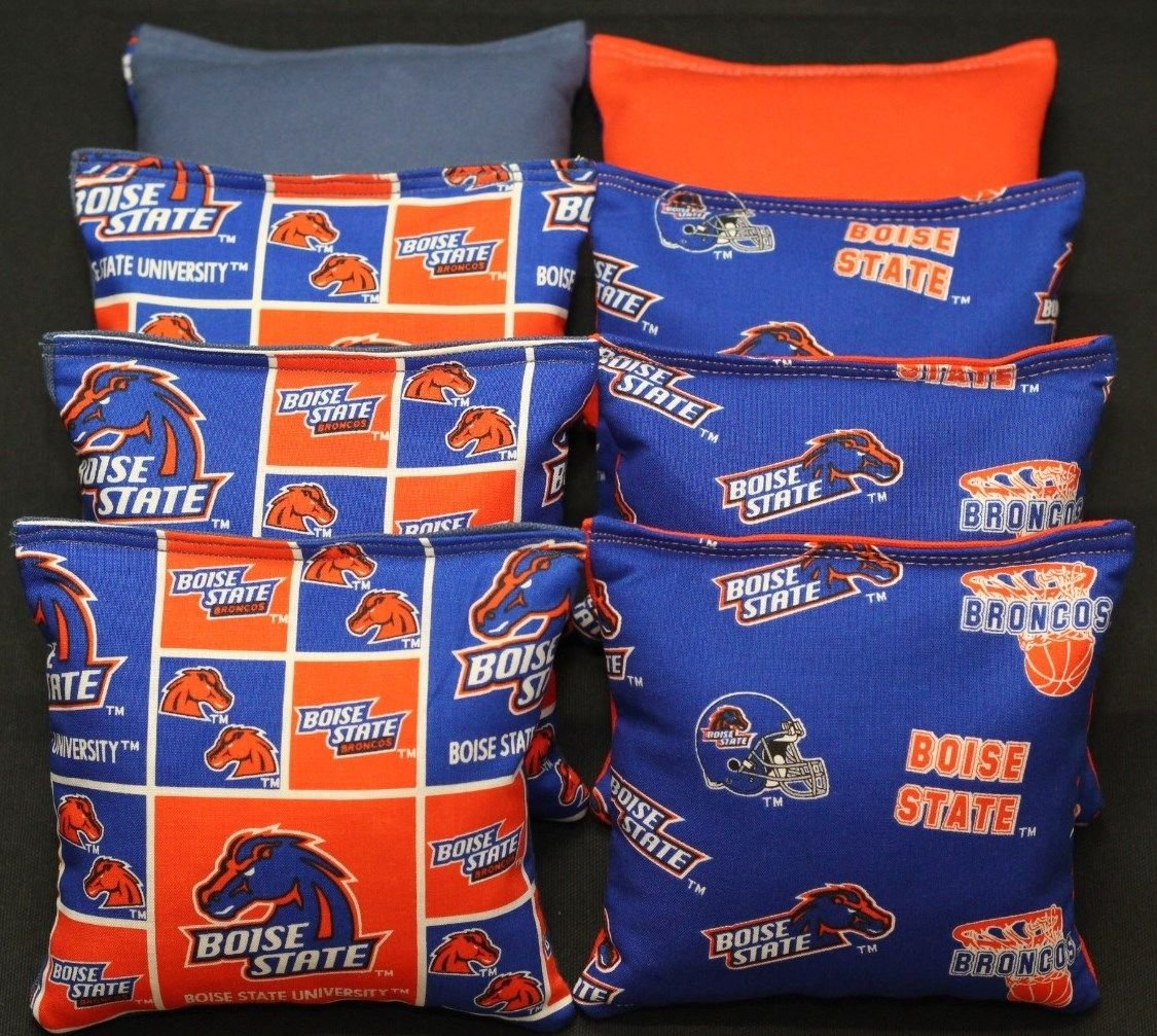 Cornhole Bean Bags Made w Boise State Broncos Fabric 8 ACA Regulation Corn Toss Game Bags