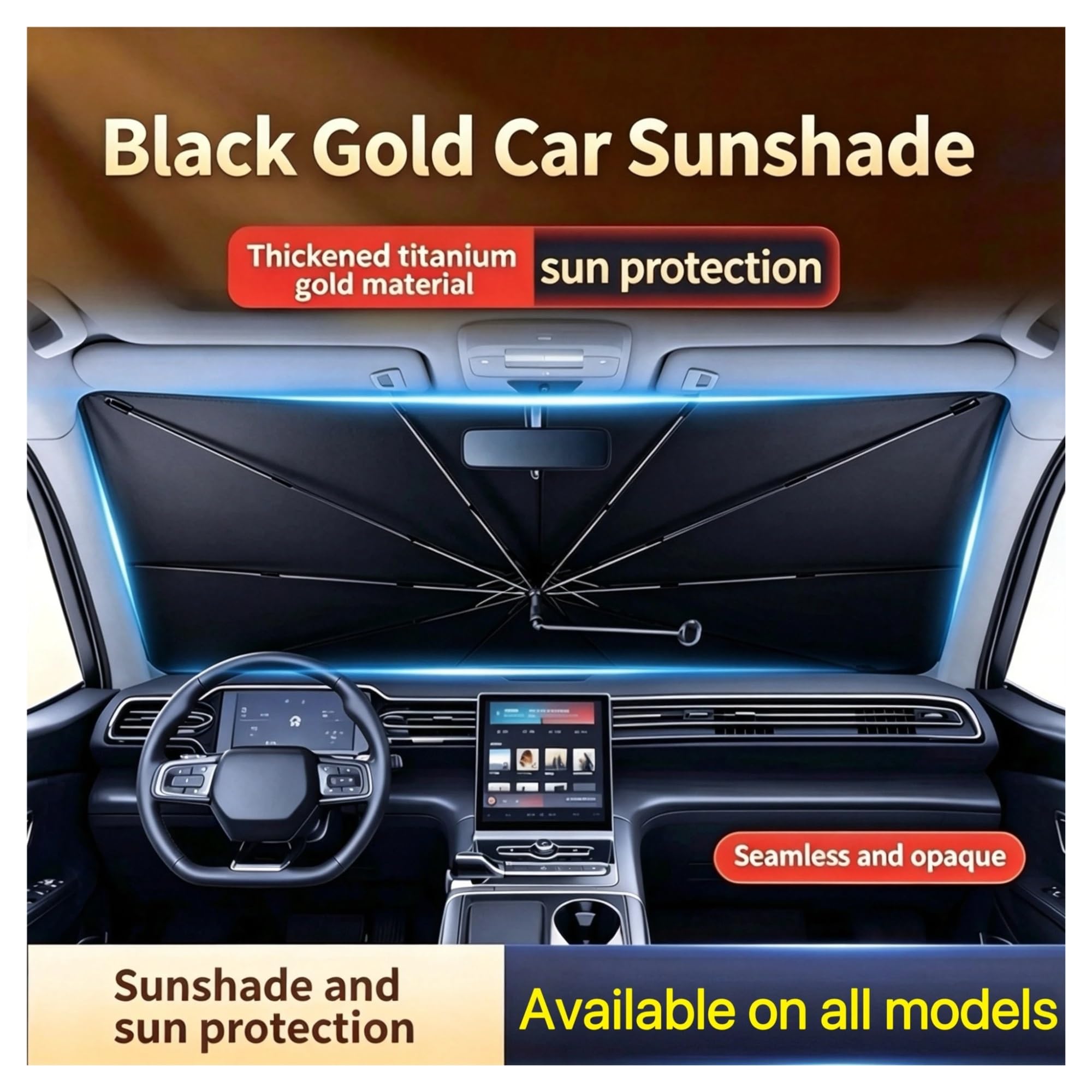 Frontscheibenabdeckung Auto Auto-Sonnenschutz Frontscheiben-Visier Einziehbar Leicht Zu Verstauen Tragbarer Sonnenschutz Wärmedämmblock(Trumpet Titanium SIL)