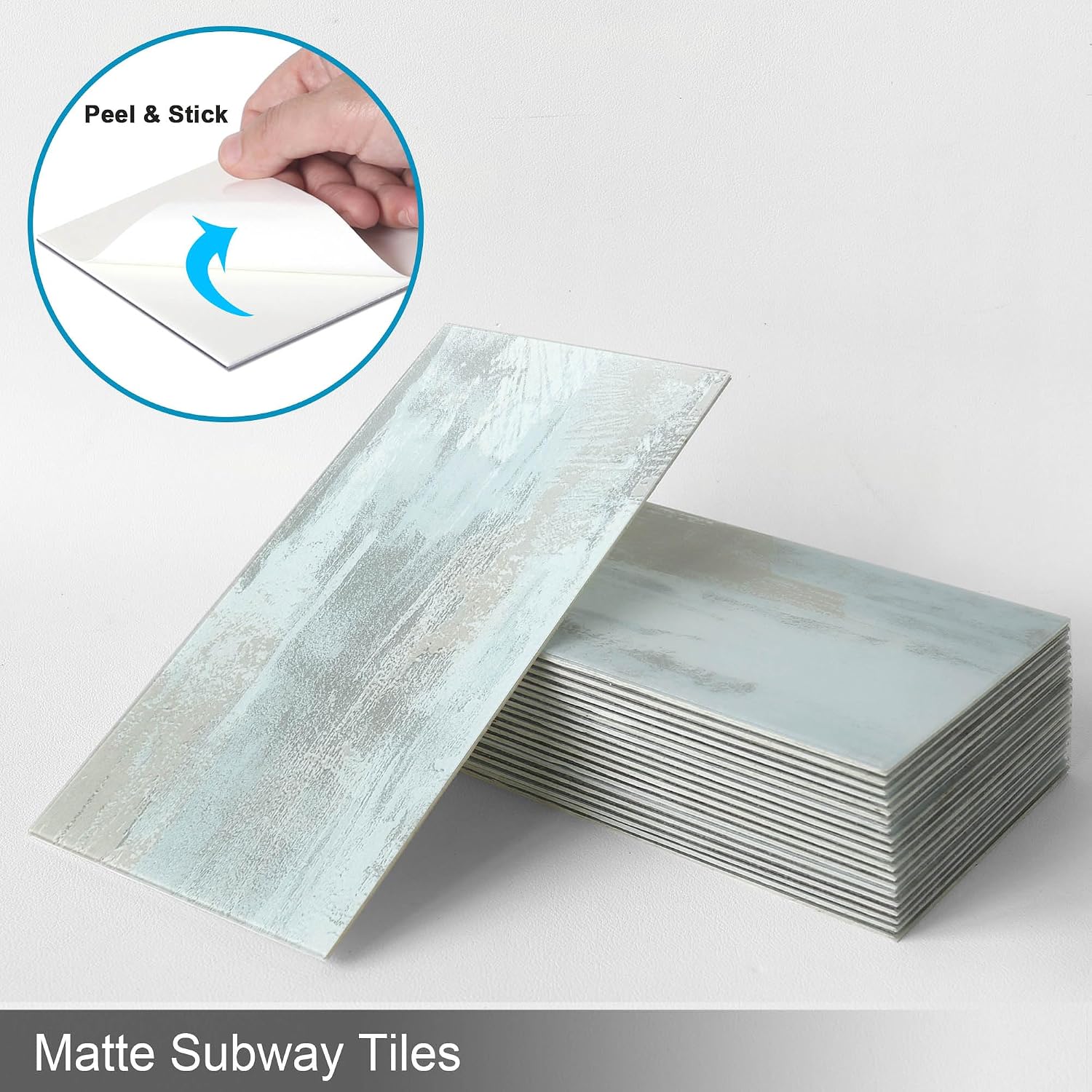 BeNice Matte Bathroom Backsplash Peel and Stick Subway Tile Stickers Waterproof,Stick on Backsplash for Kitchen Wall Individual Tiles 3.85INx7.79IN (Califonia Blue,23PCS)