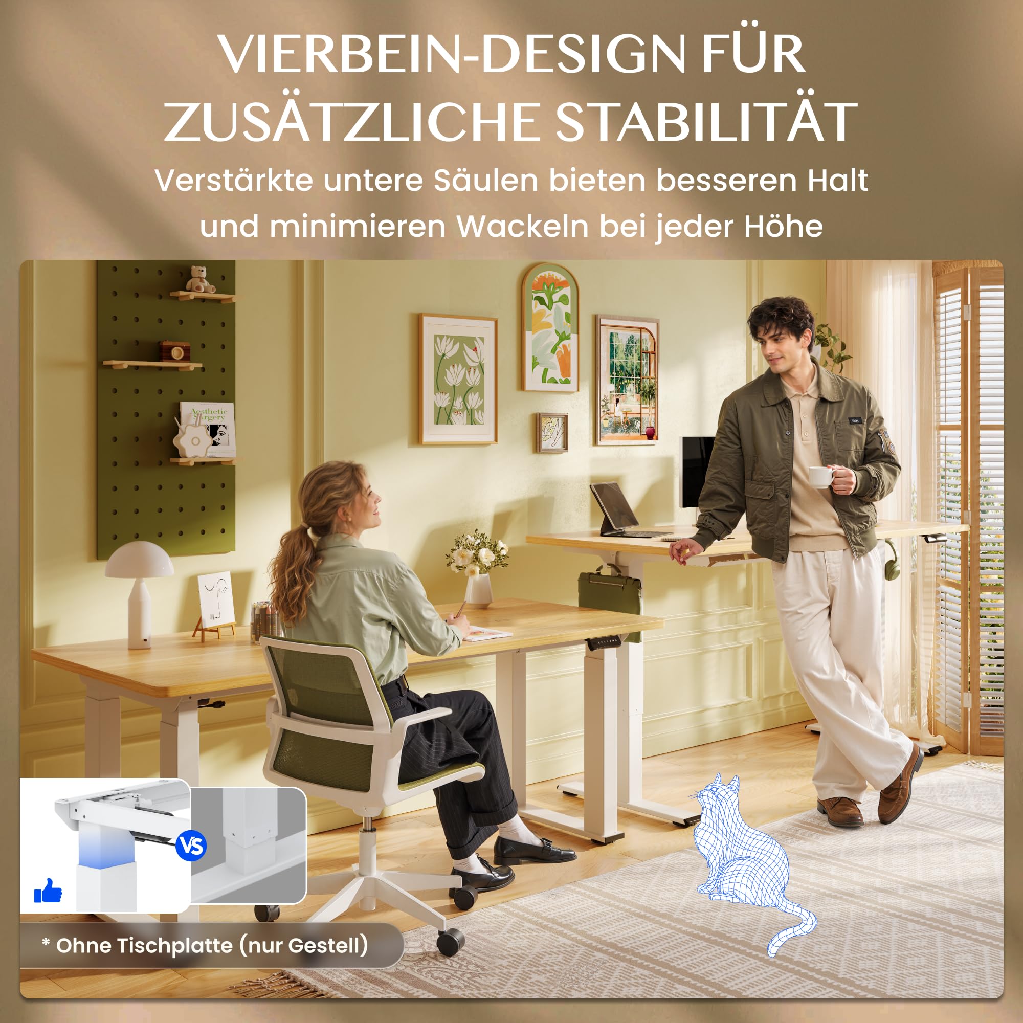 FLEXISPOT Elektrisches Tischgestell höhenverstellbar,4-Bein Gestell Schwarz | Schreibtischgestell mit 2 Motoren, höhenverstellbare Schreibtischbeine, hohe Tragkraft, ideal als Büro-, Computer- & Esstisch