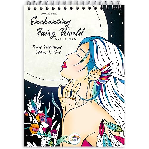 Colorya Libros para Colorear Adultos - A4 - Enchanting Fairy World Night Edition Libro para Pintar Adultos - Papel de Calidad, Impresión a una Cara, Espiralado - Pasatiempo Antiestrés para Adultos