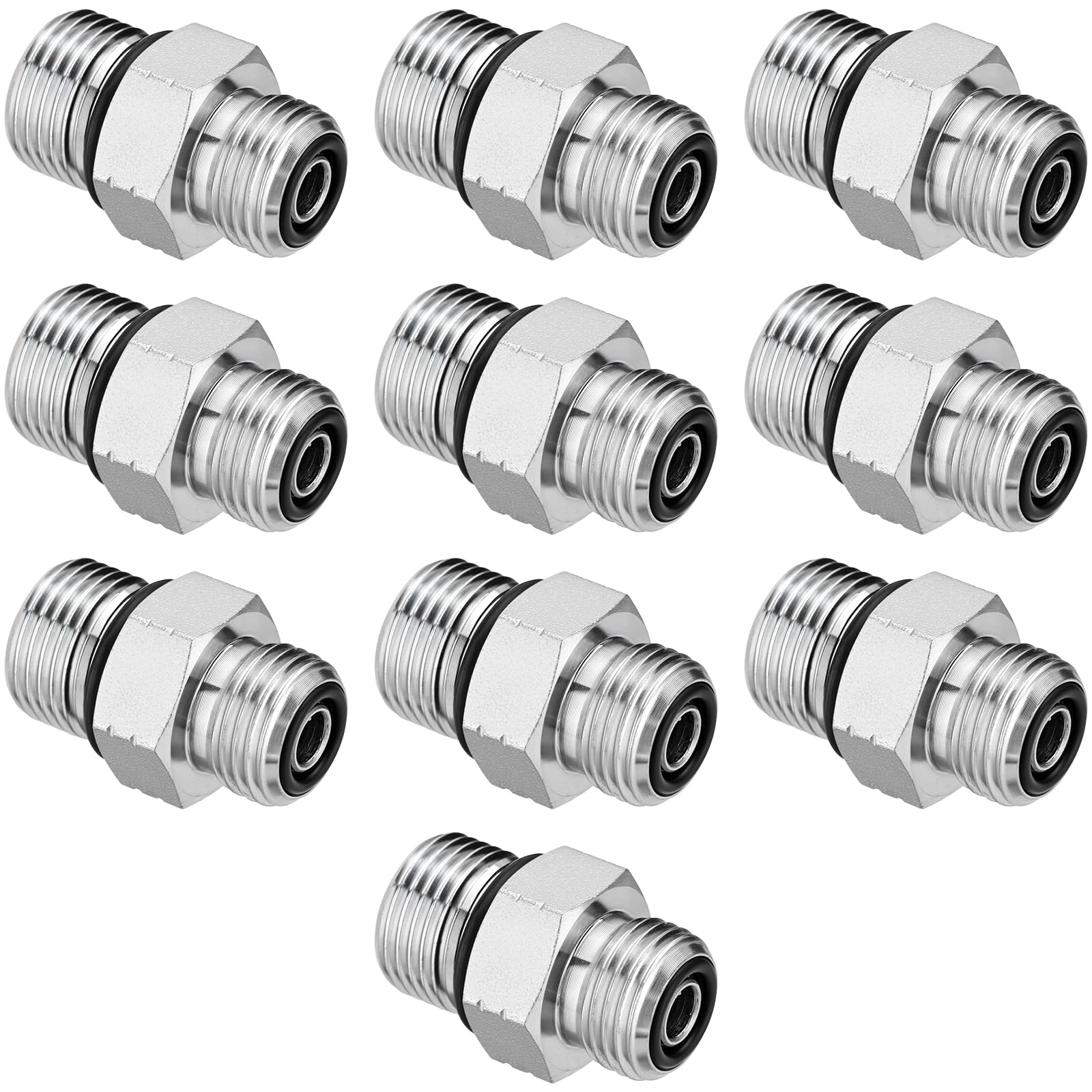 10 PCS Hydraulic Adapter Fitting: 3/8" ORFS Male x #8 SAE/ORB Male