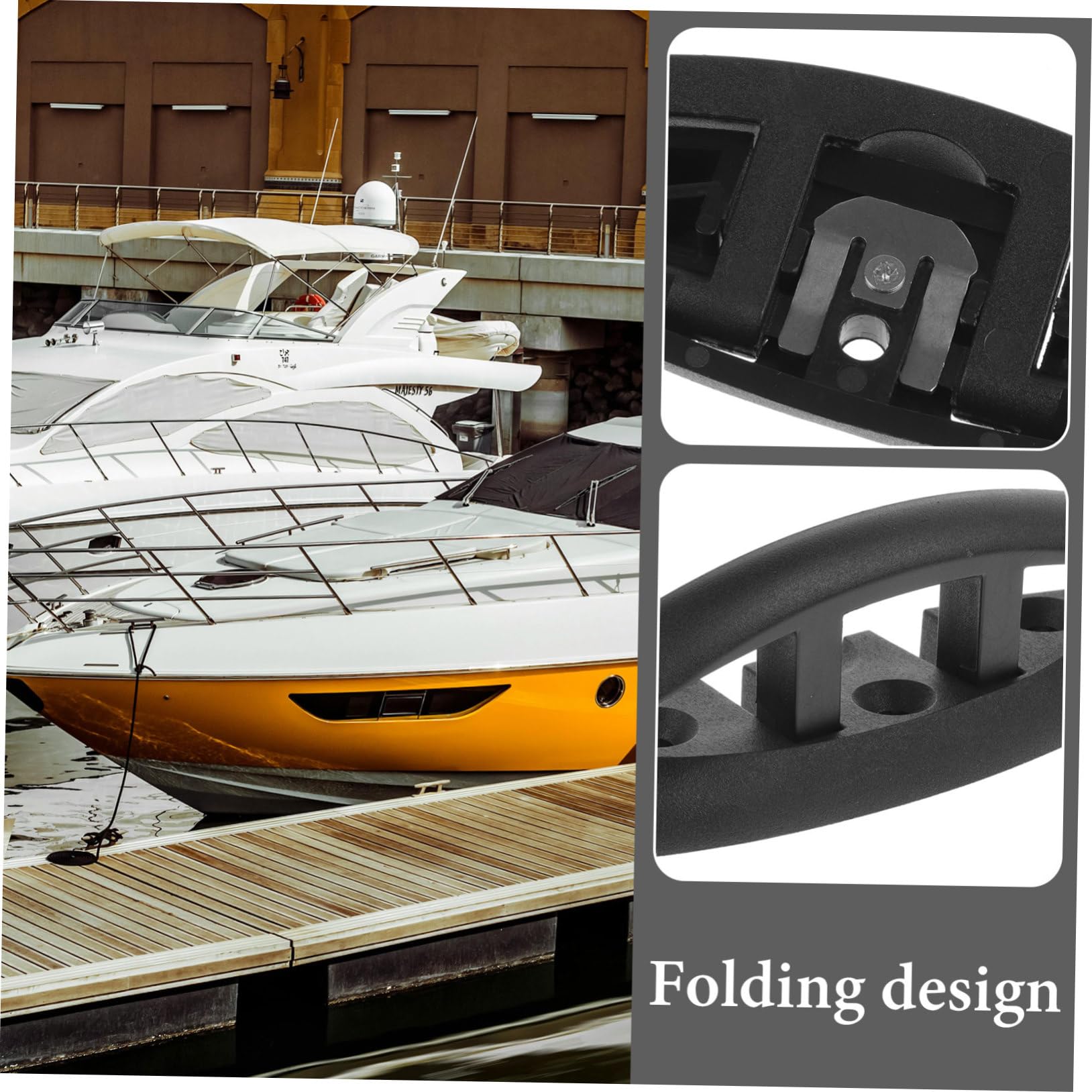 Happyyami Dock Cleat Hooks Boat Folding Cleats Metal Rope Fixing for Kayak Inflatable Bo